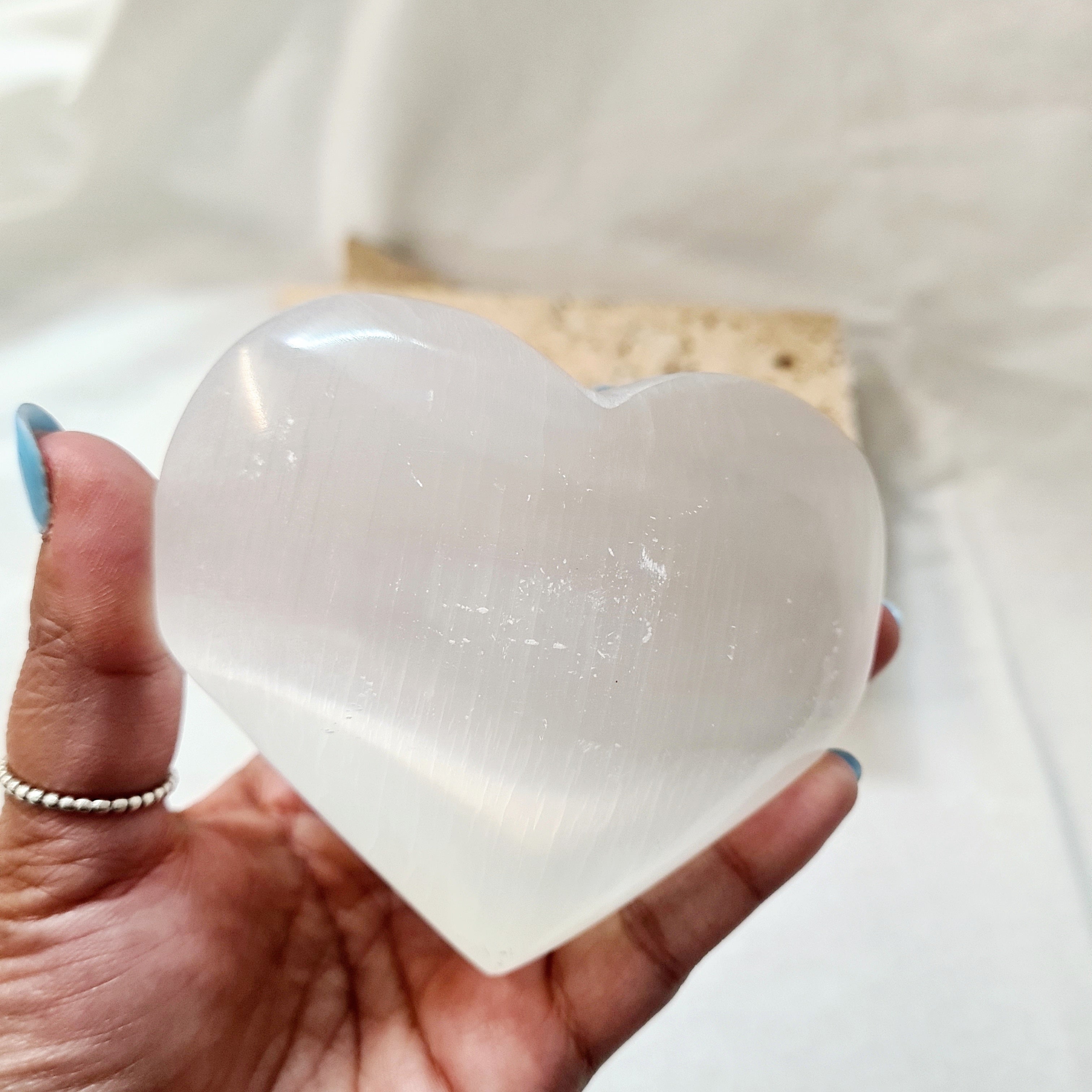 Selenite Puffy Heart | 8 cm