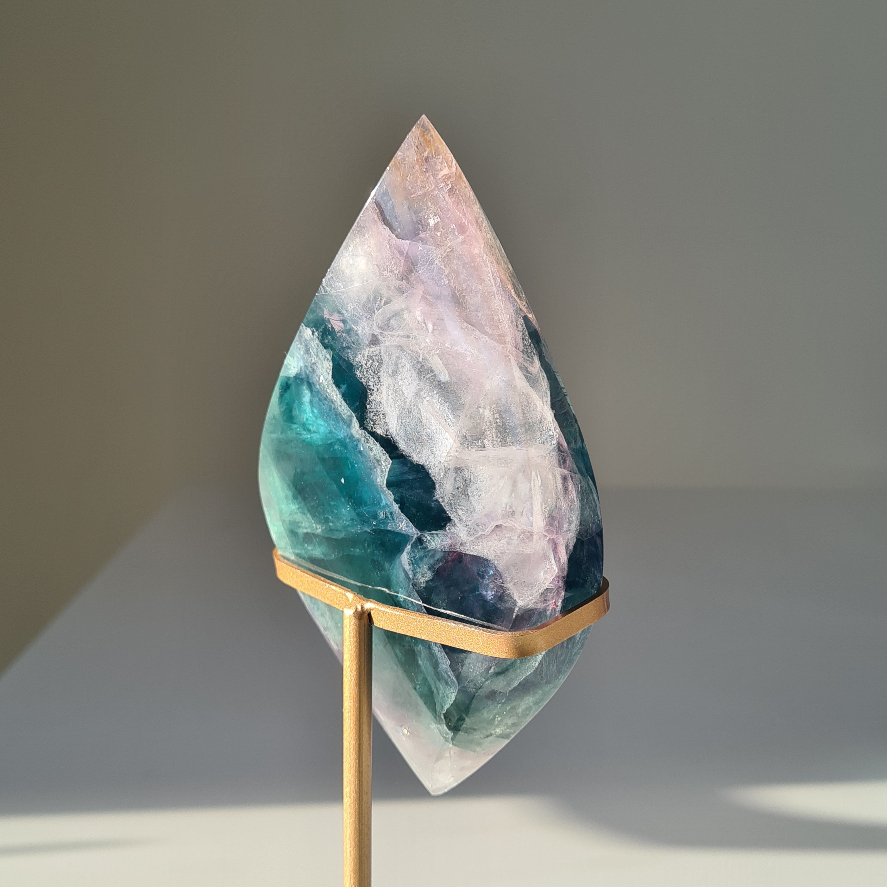 Dreamy Fluorite on Stand | Natural imperfections visible | 21.5 Cm tall with stand