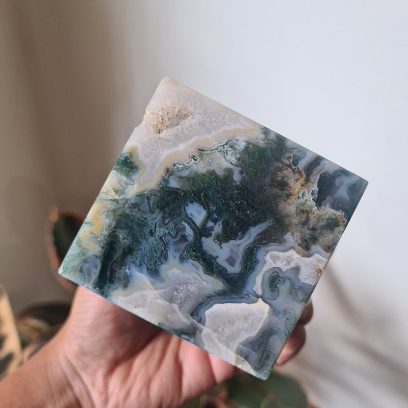 Moss Agate Large cube ~ 2