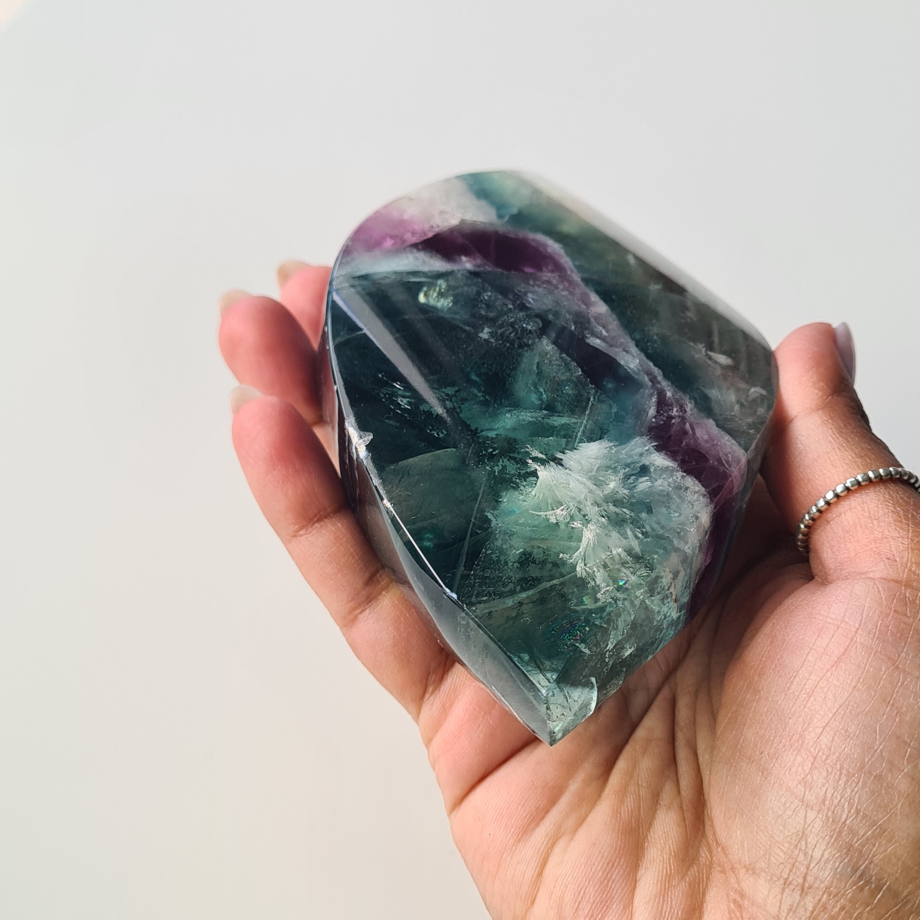 Dreamy Fluorite on Stand | Natural imperfections visible | More green in naked eyes | 19 Cm tall with stand