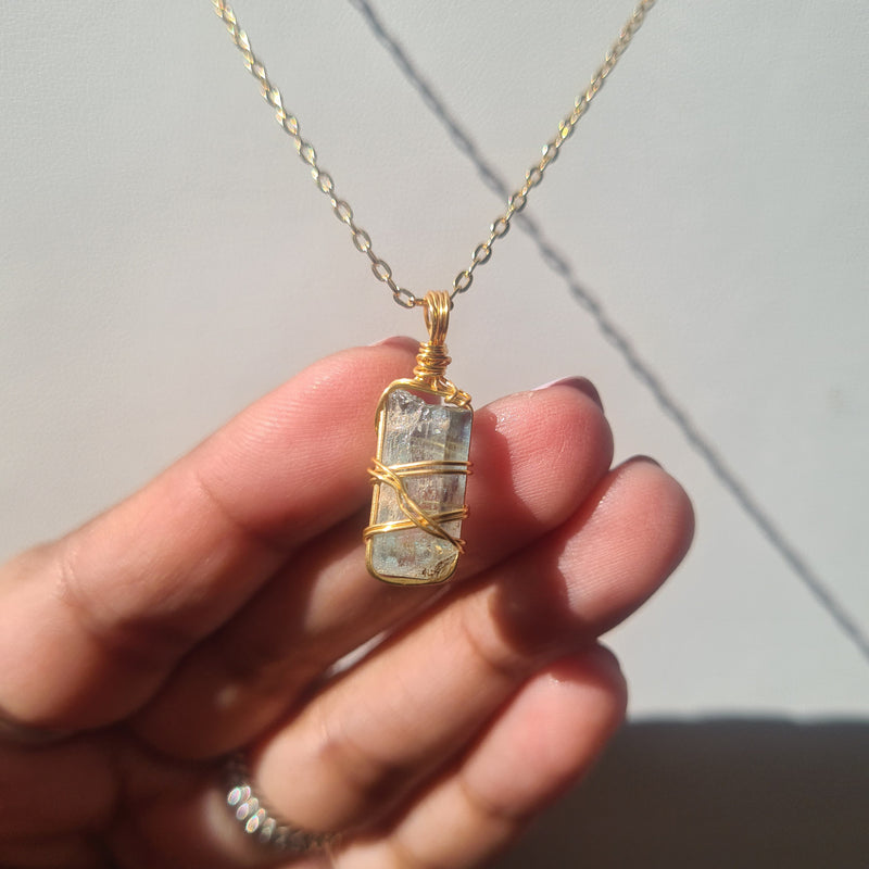 Aquamarine Necklace ~ Gold tone