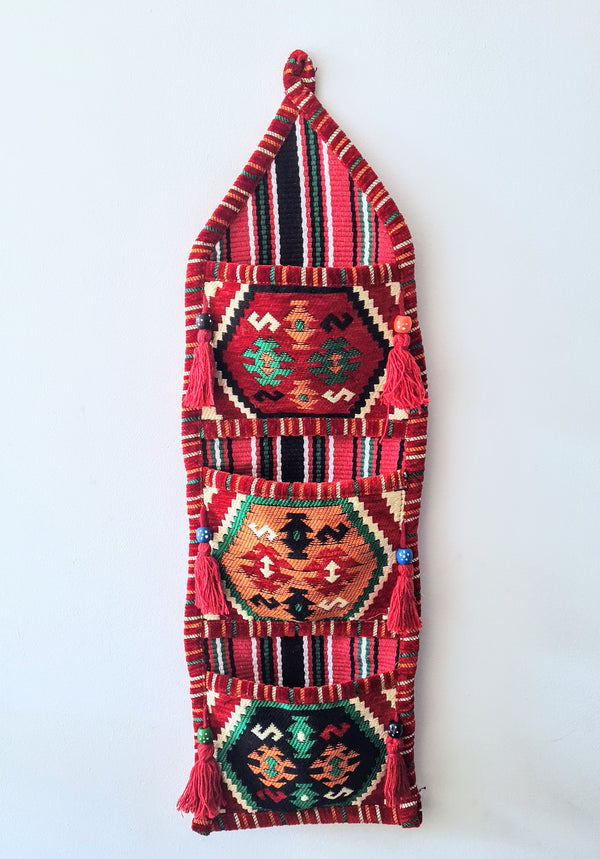 Traditional Turkish Kilim Rug Pocket Wall Decor