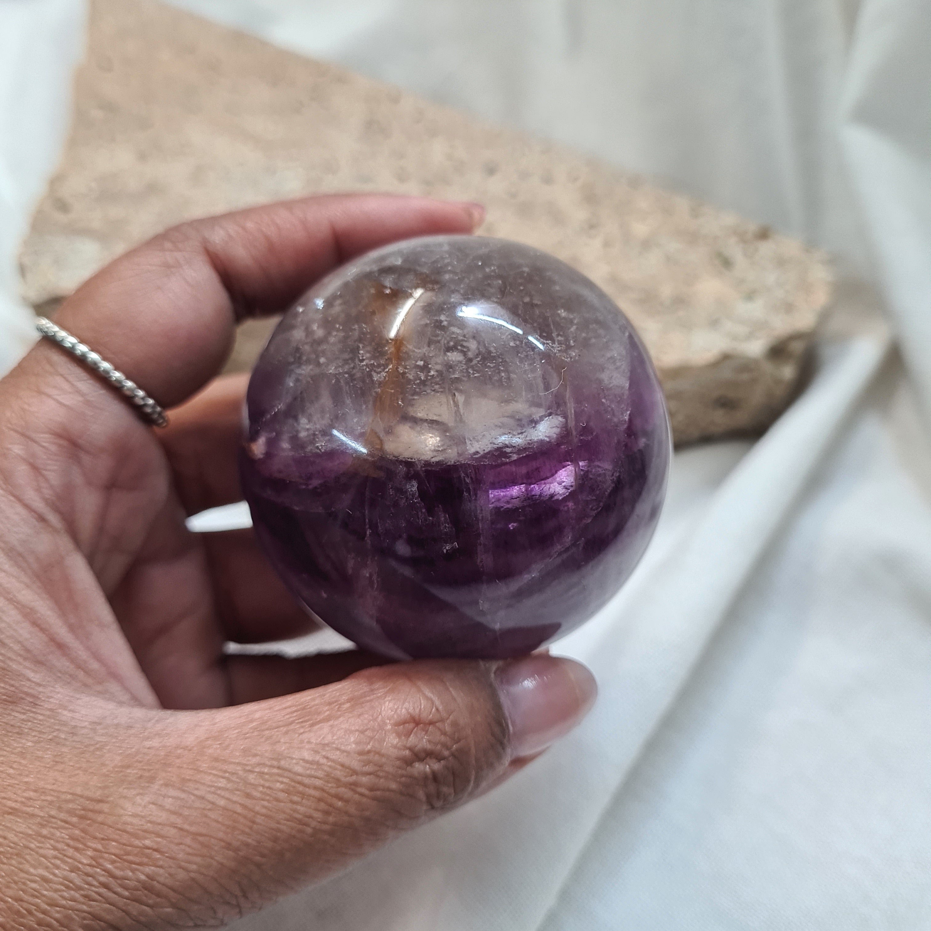 Purple Fluorite Sphere with brass stand | 283 g