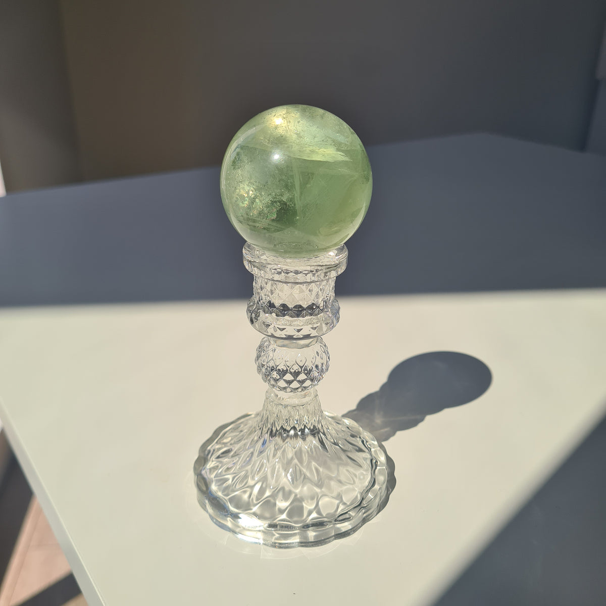 Fairy Dream Frozen Lake Fluorite Crystal Sphere With Stand | C