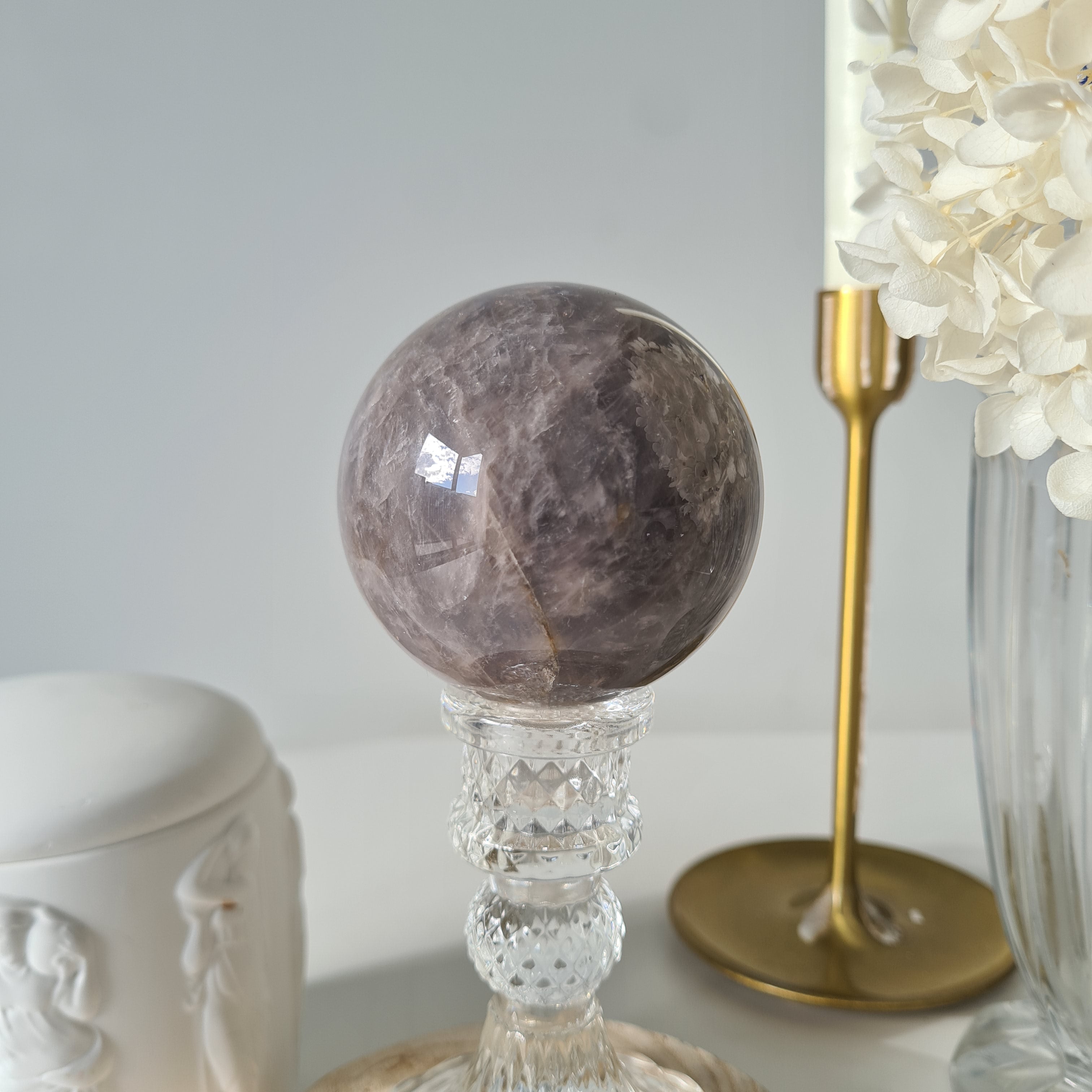 Blue Rose Quartz Sphere with stand | C | 430 g