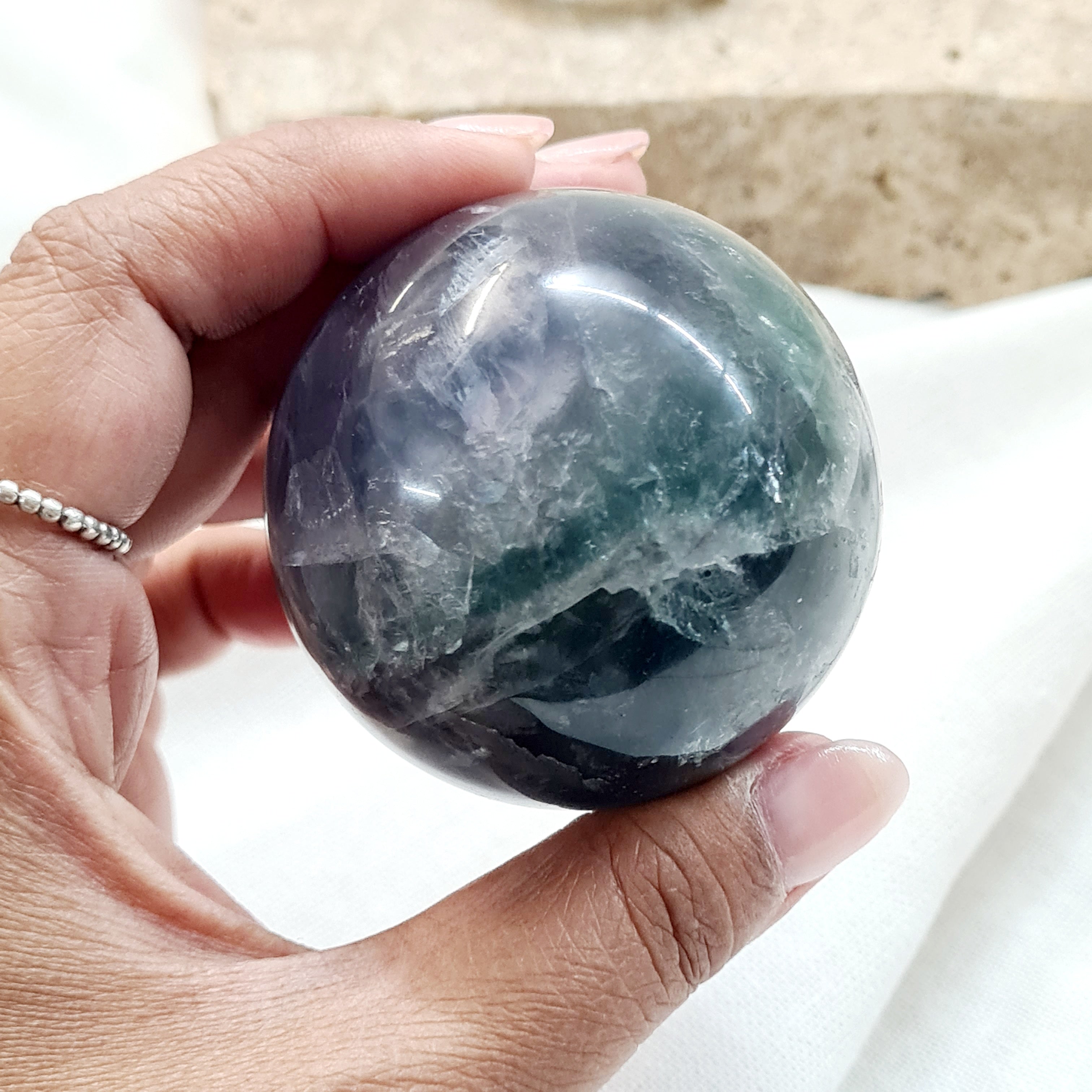 Rainbow Fluorite Sphere with brass stand | 232 g