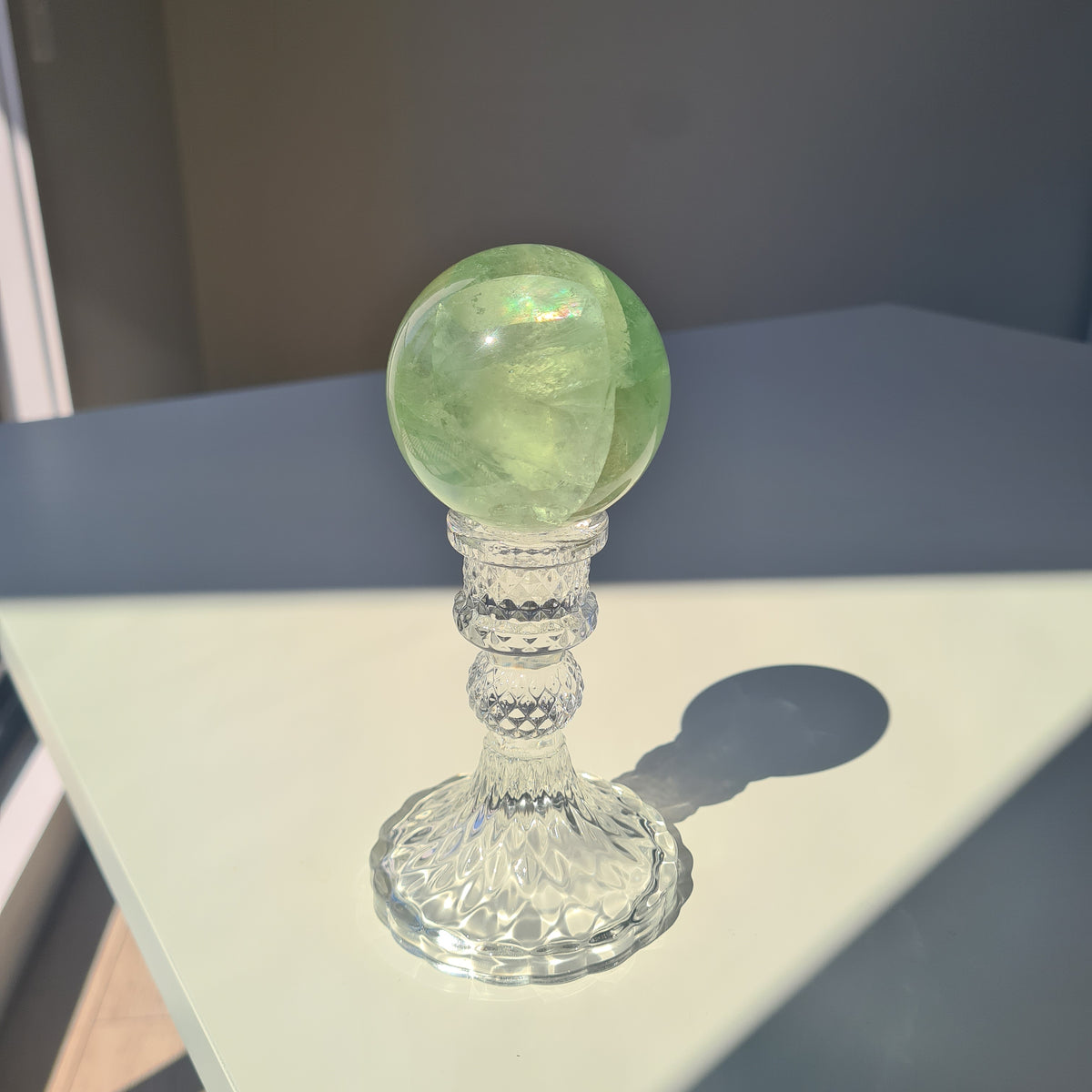 Fairy Dream Frozen Lake Fluorite Crystal Sphere With Stand | F
