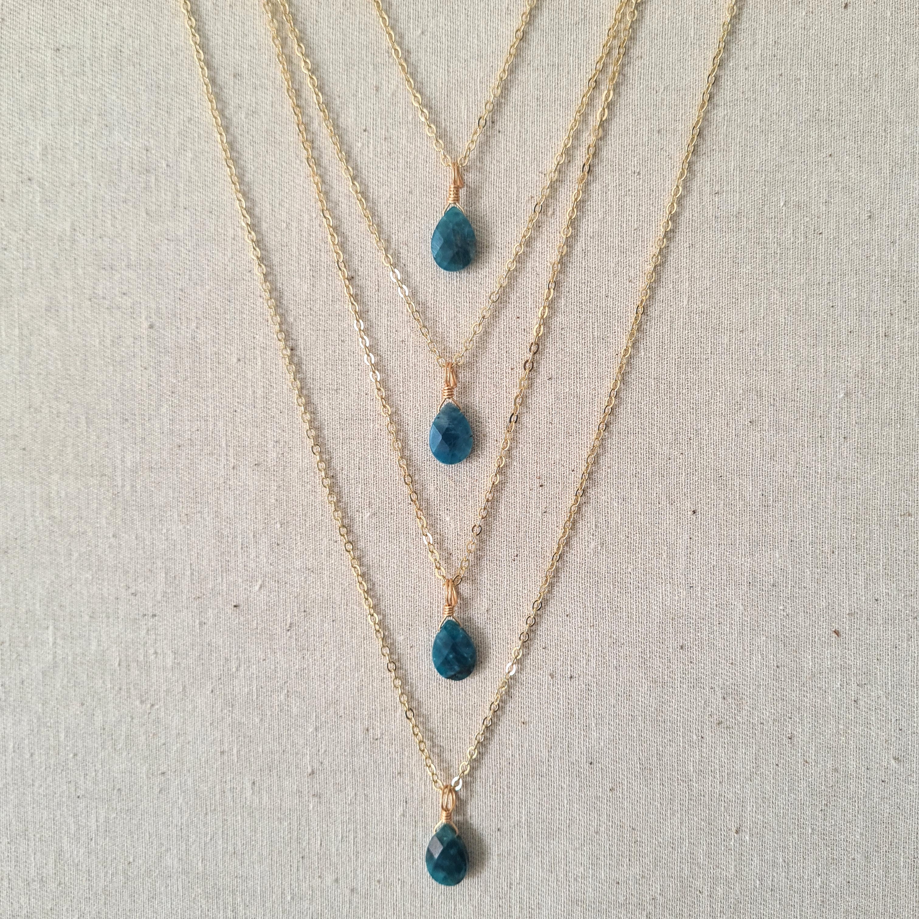 'Blue Apatite' Necklace ~ Peaceful Energy (Gold)