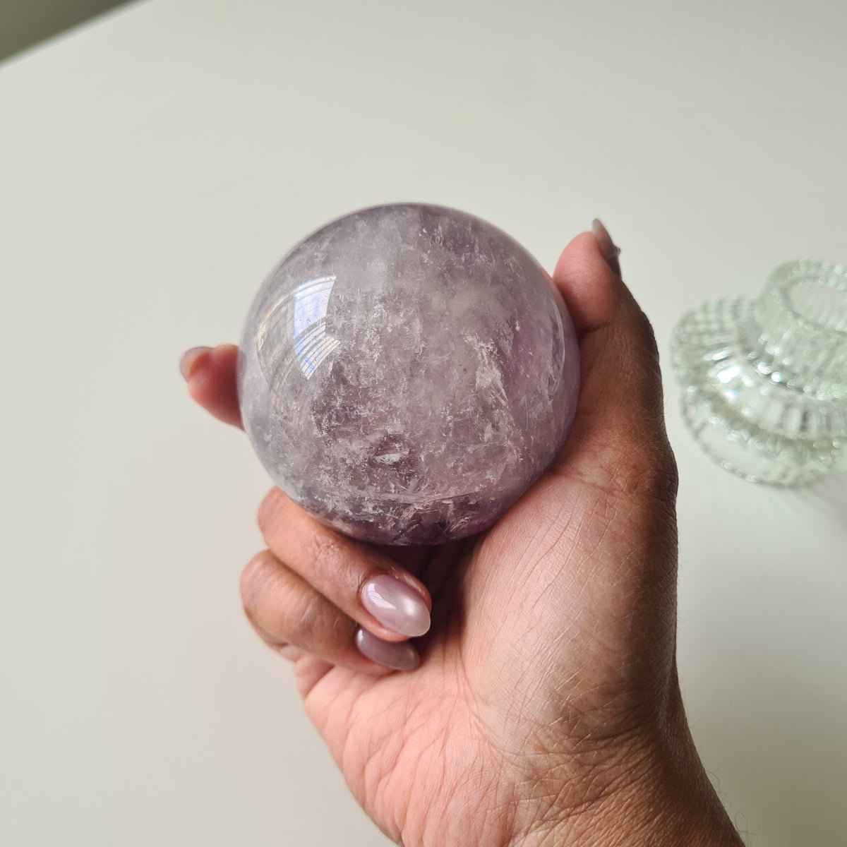 Amethyst Phantom Sphere with stand