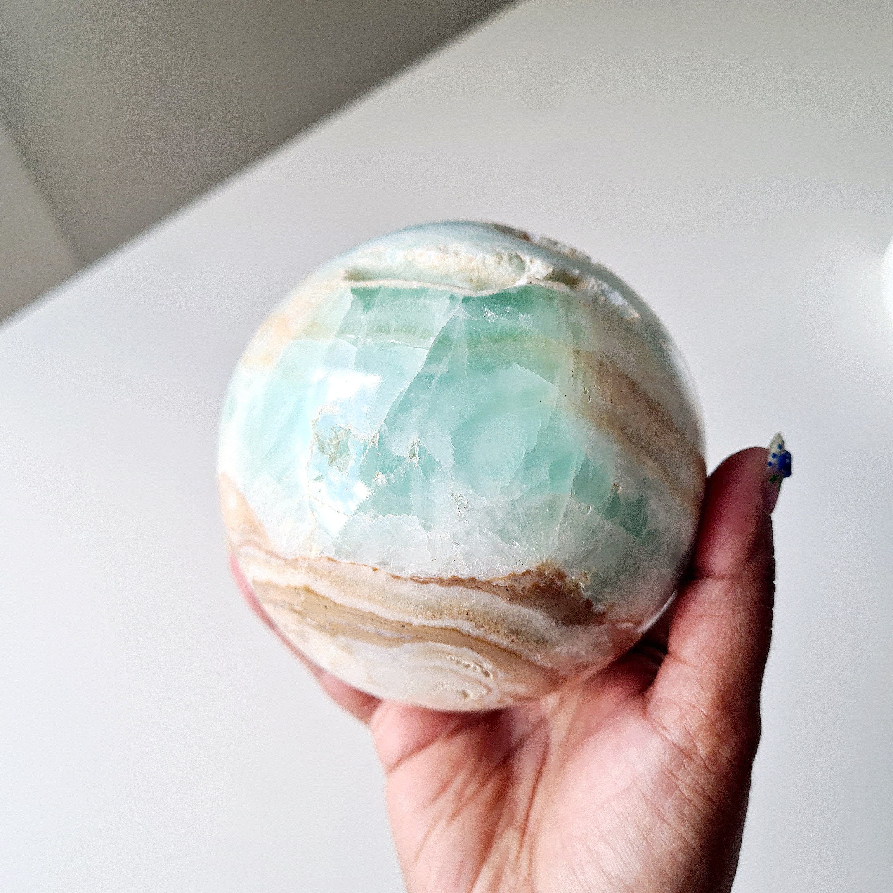 Carribean Calcite Sphere With Metal Stand | 9.6 cm | 1.4 kg