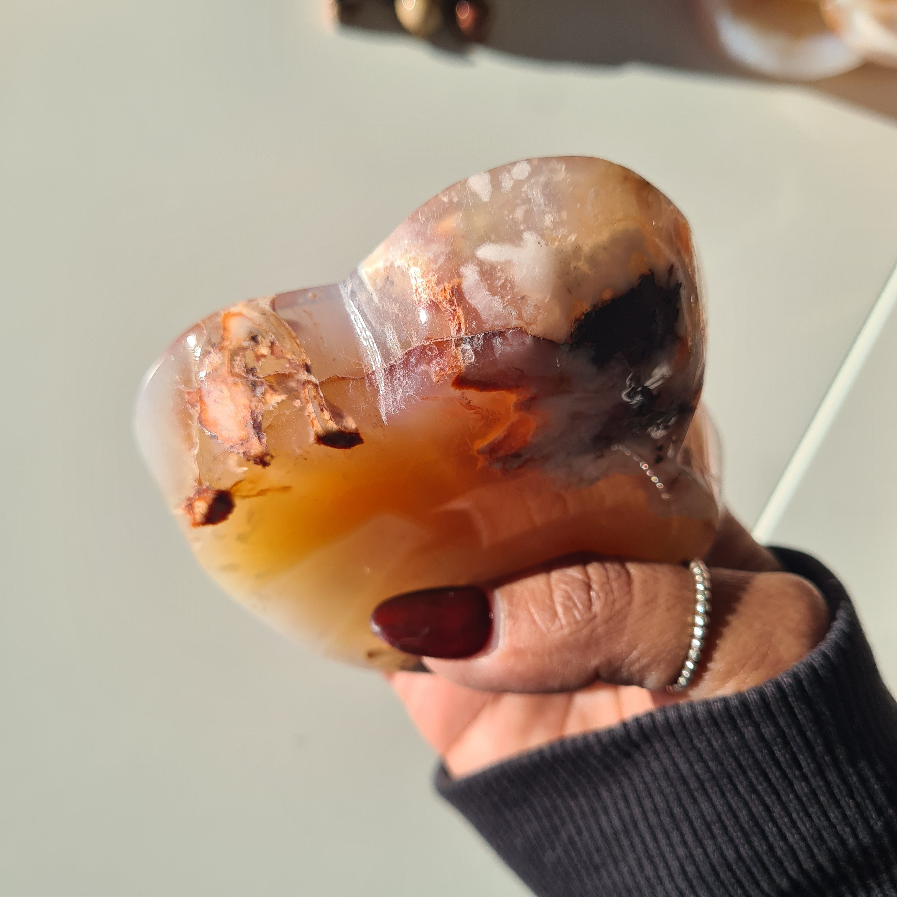 Carnelian Flower Agate Bowl | B | 9.5 cm