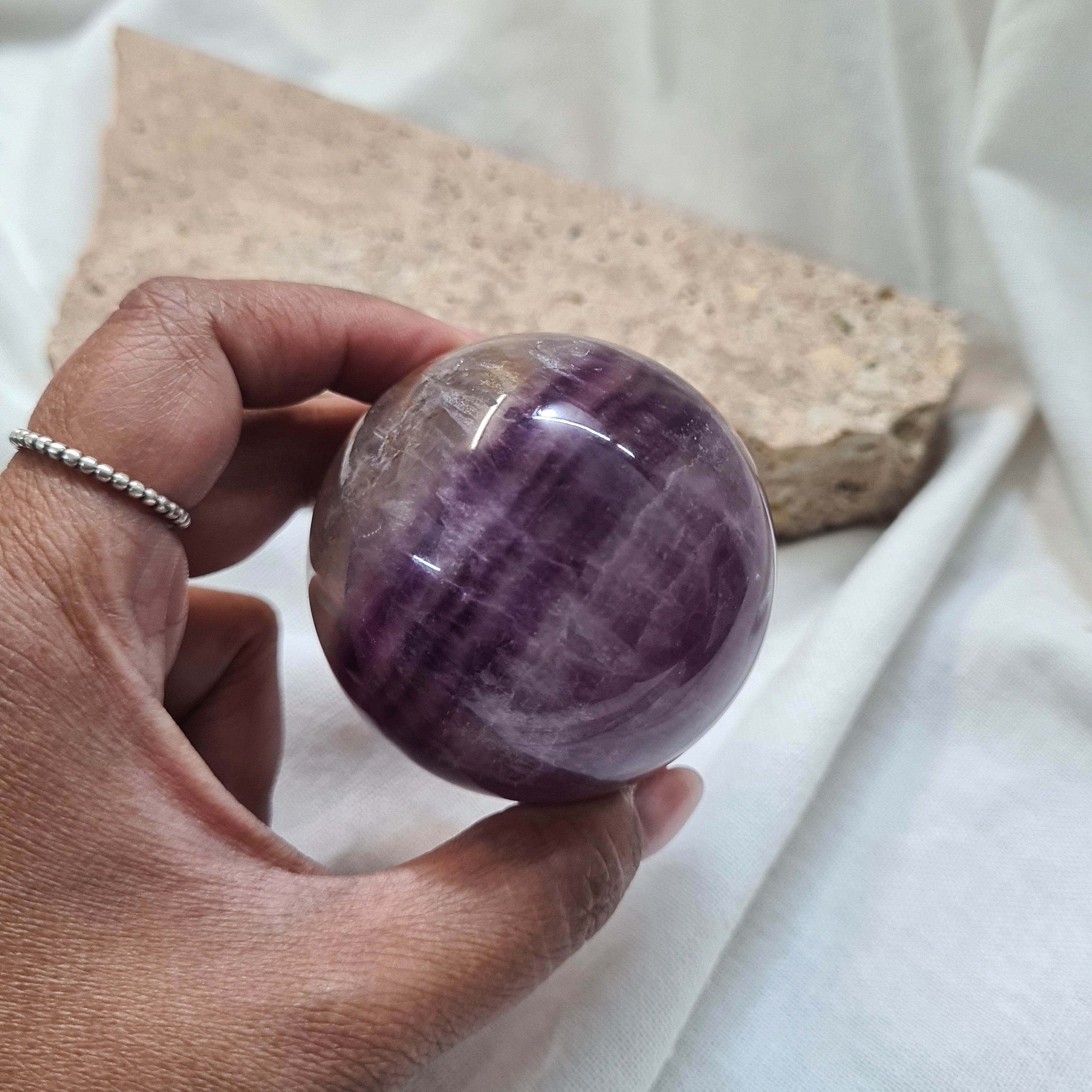 Purple Fluorite Sphere with brass stand | 283 g