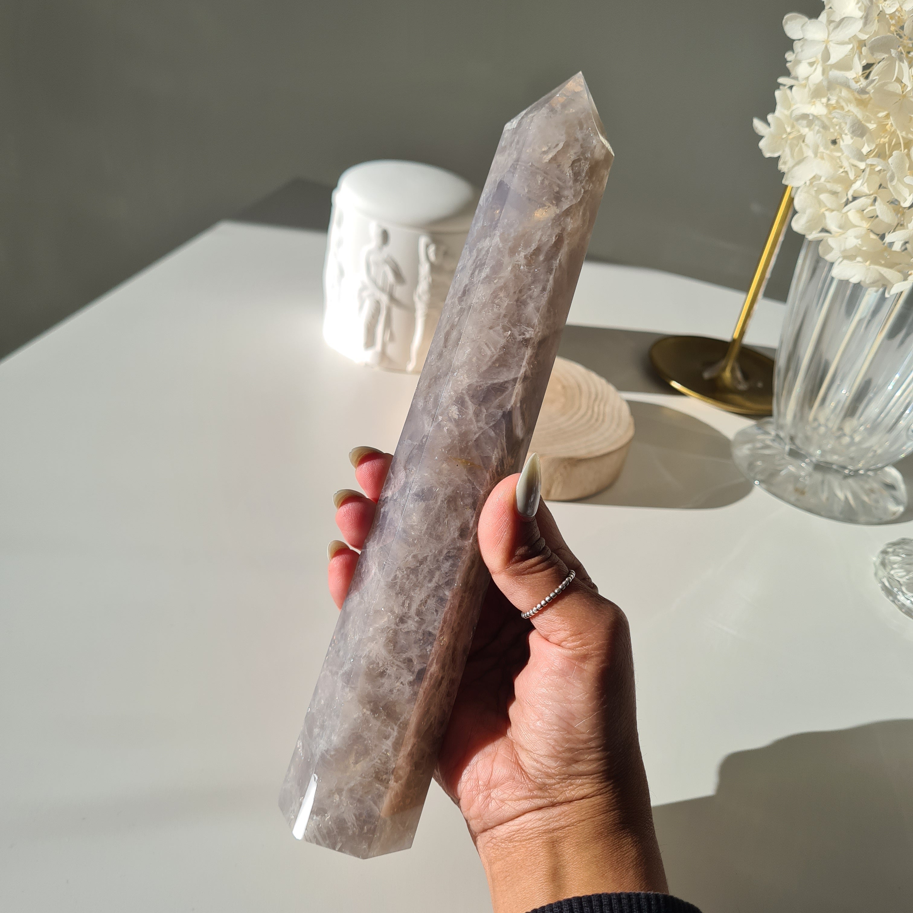 Blue Rose Quartz Tower | A |528 g