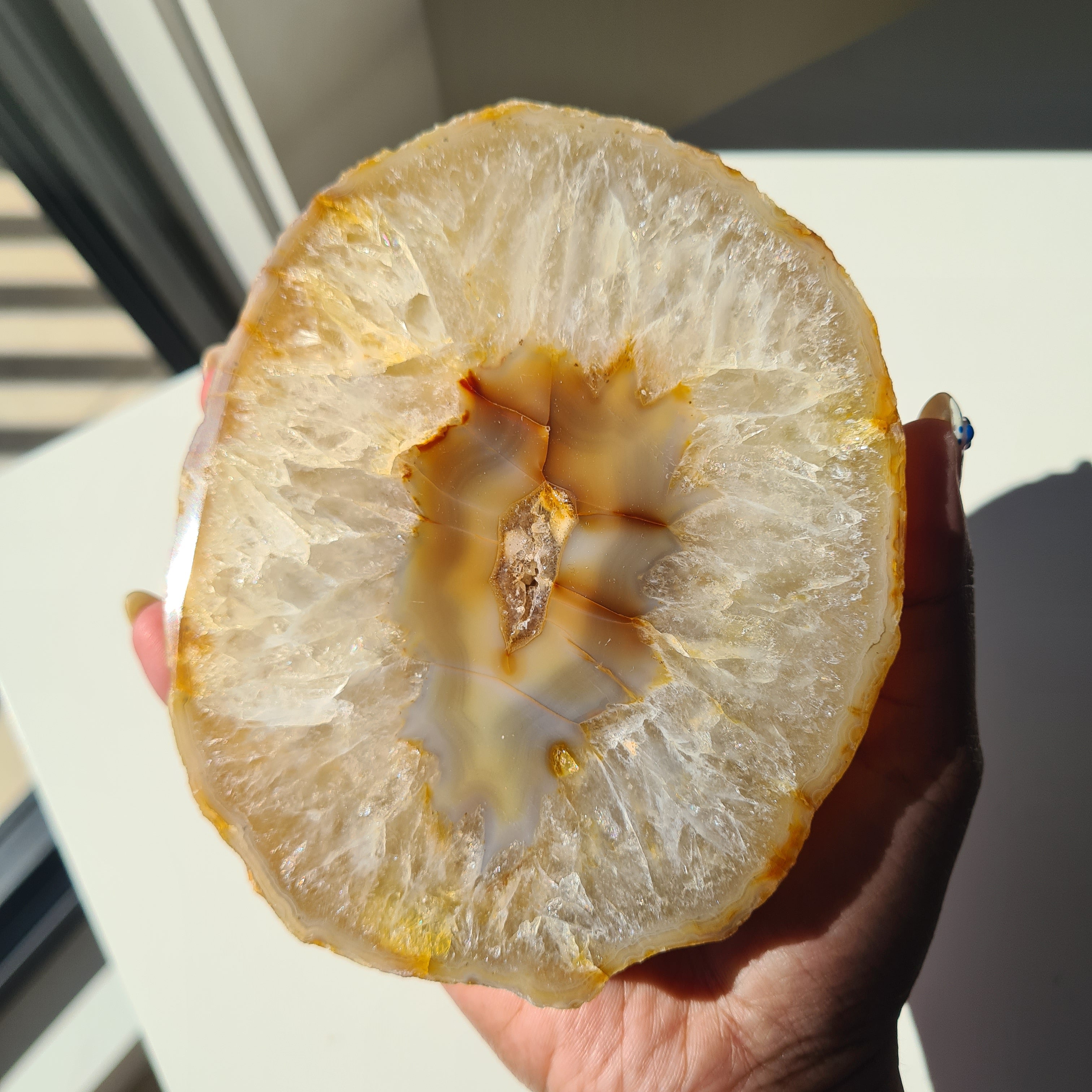 Creamy Agate Slice | One Side Polished | 500 g | 12.8 cm