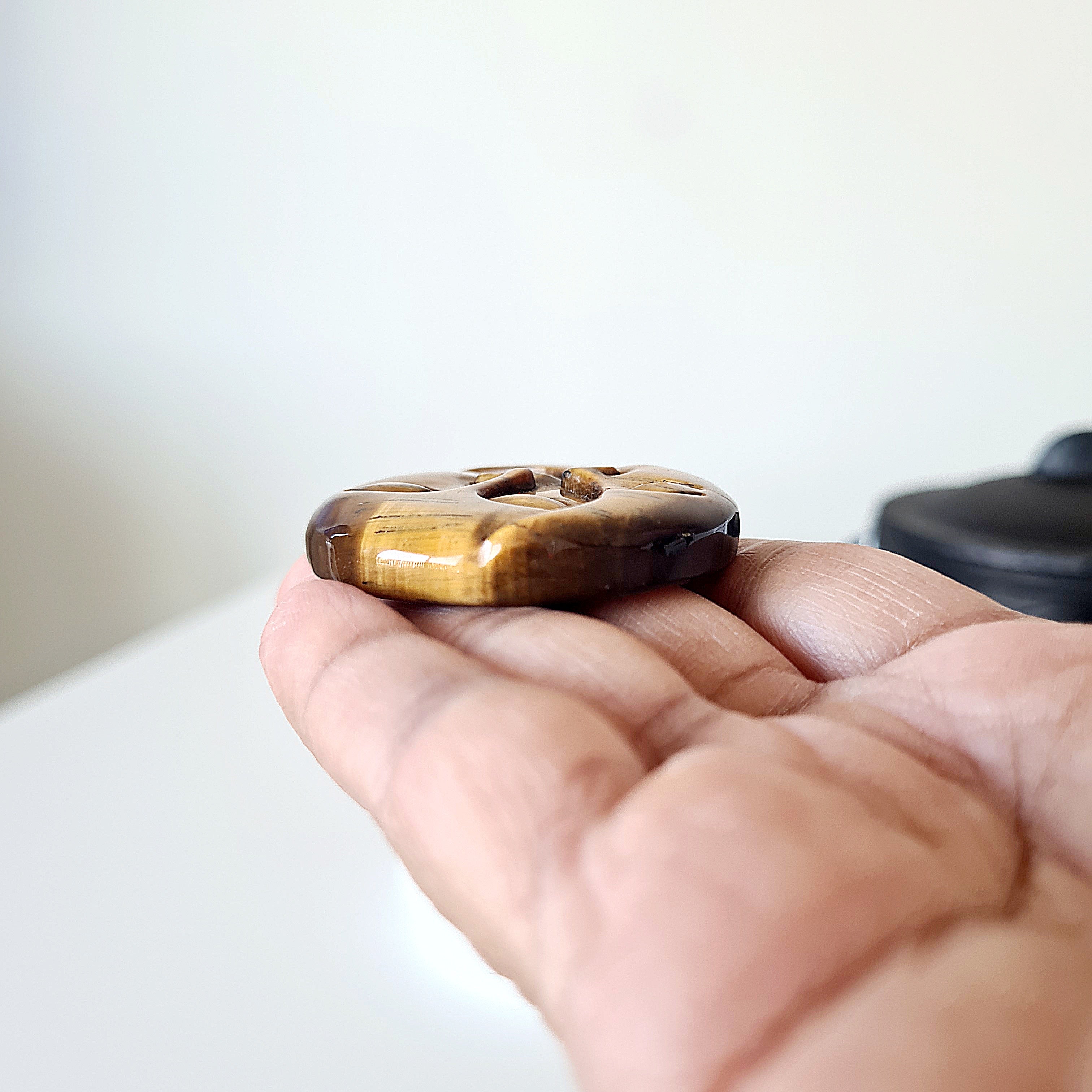 Tiger's Eye Sun Moon Coin | A
