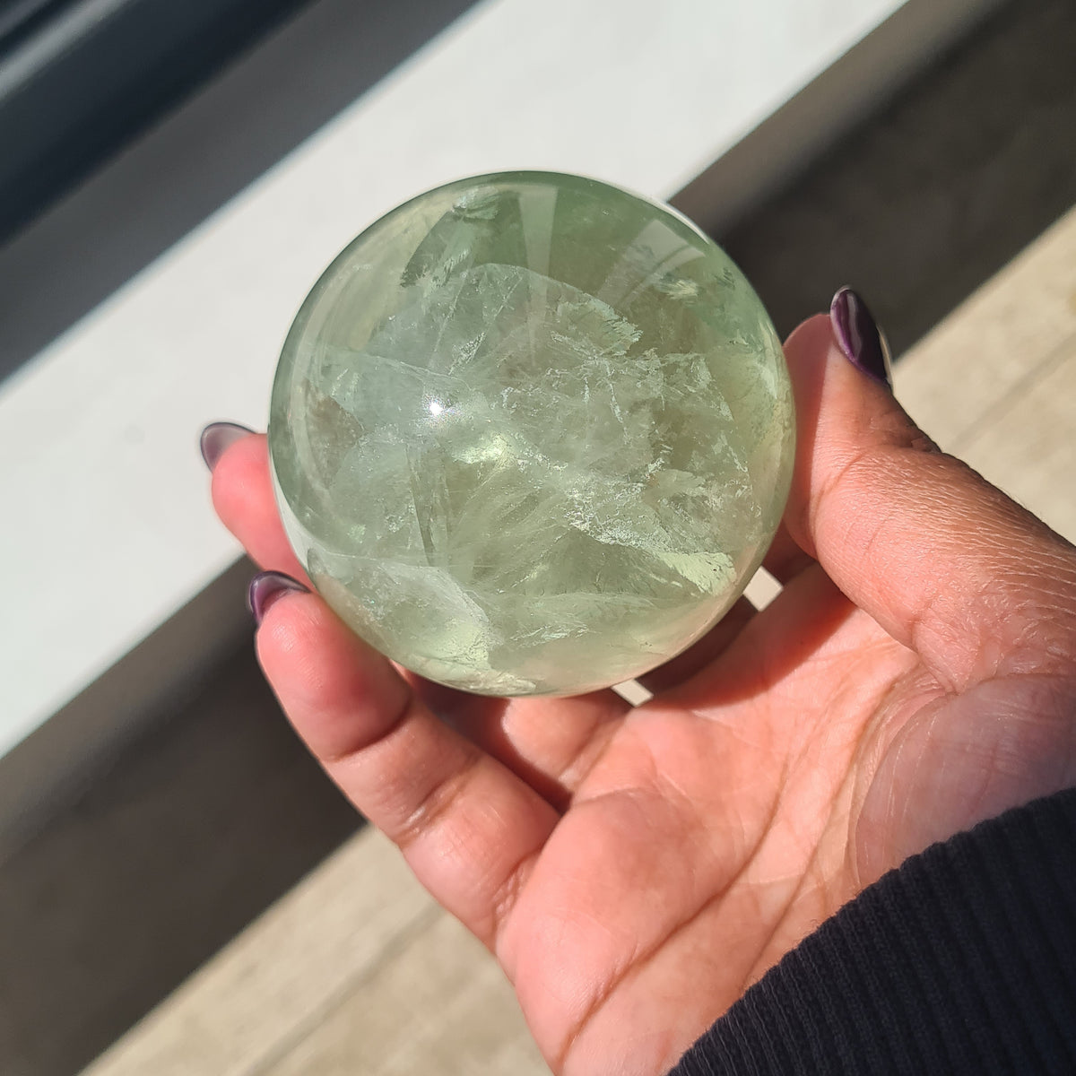 Fairy Dream Frozen Lake Fluorite Crystal Sphere With Stand | C