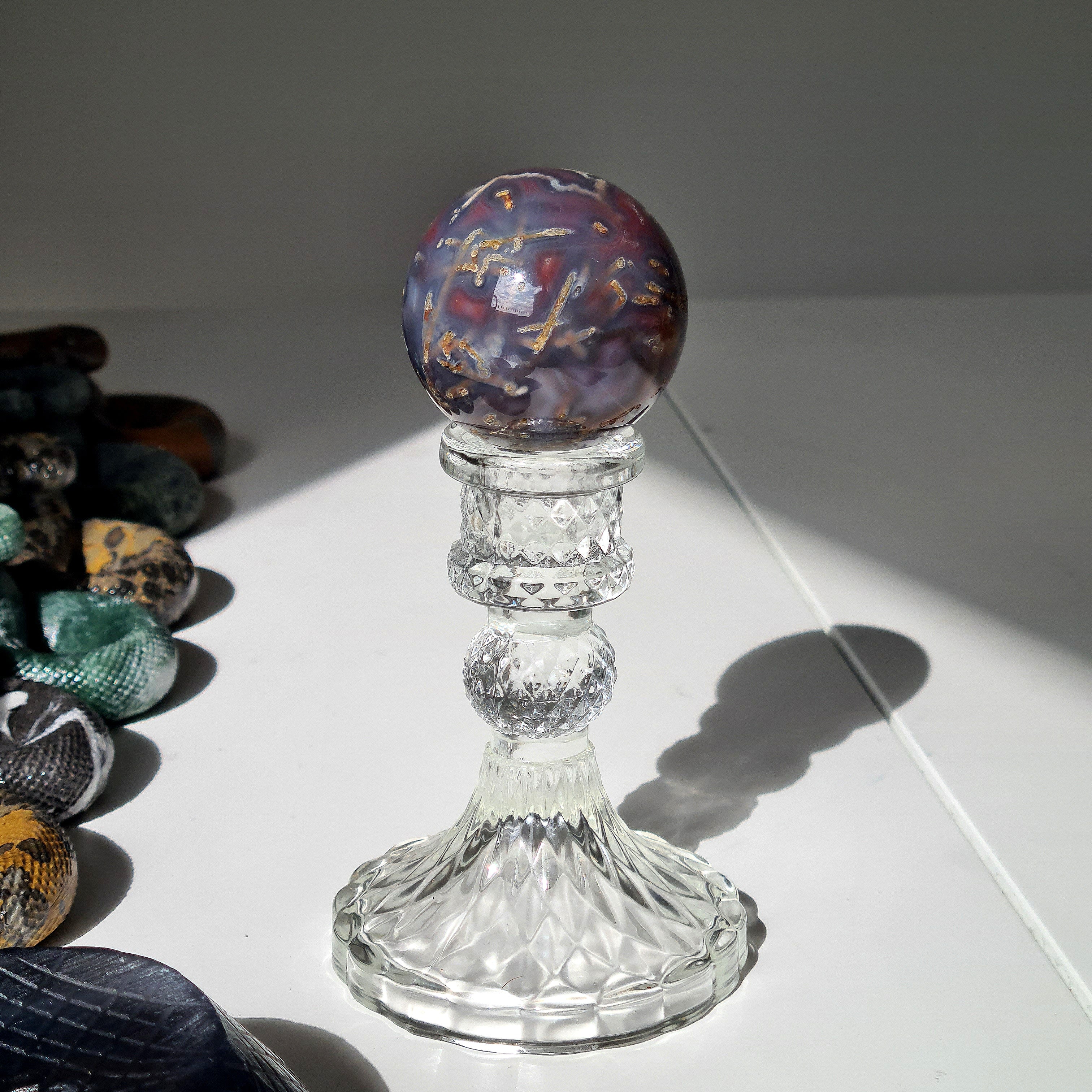 Swazi Agate Sphere with glass stand | F | 160 g | Appx 4.9 cm
