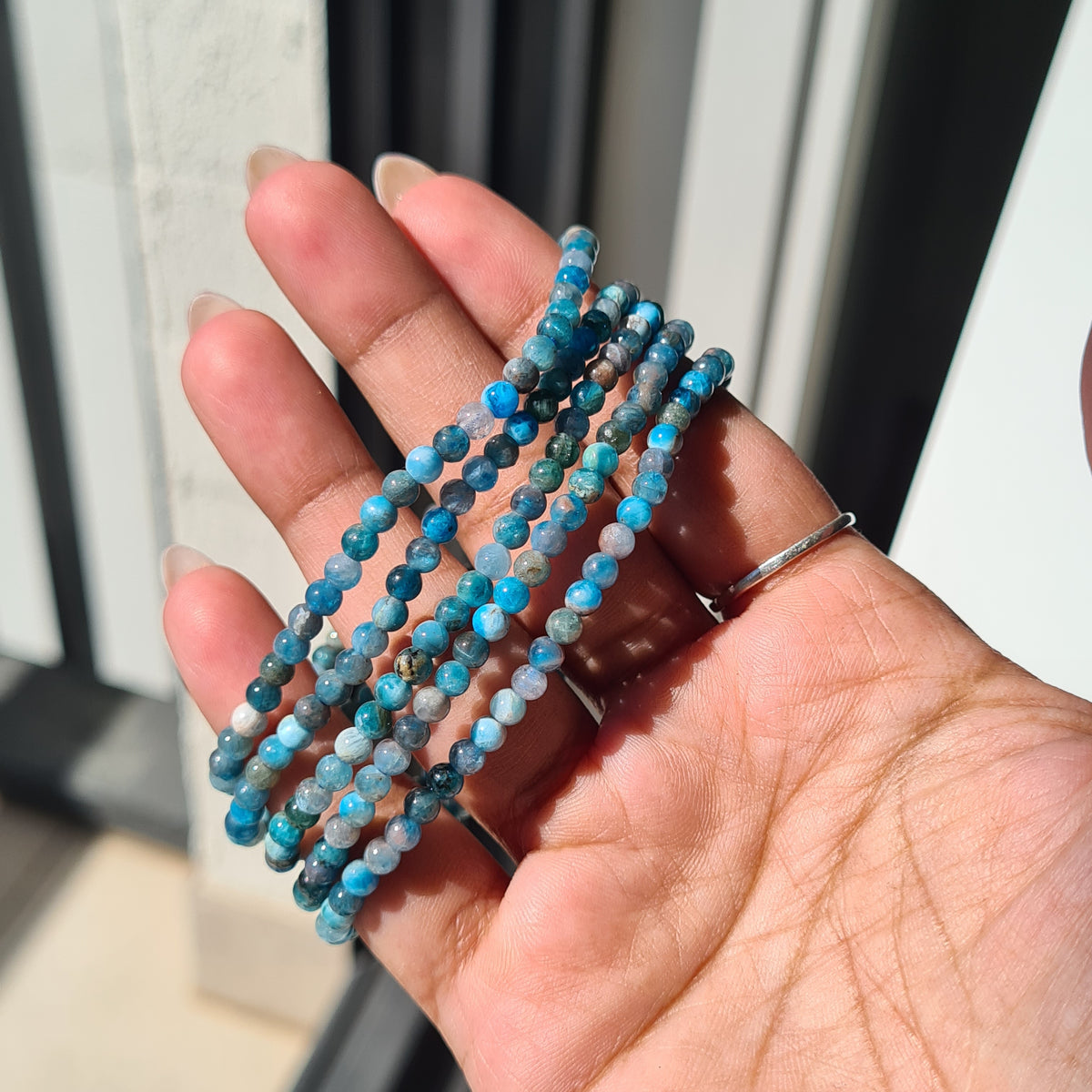 Blue Apatite Crystal Beaded Bracelet | 1 Piece