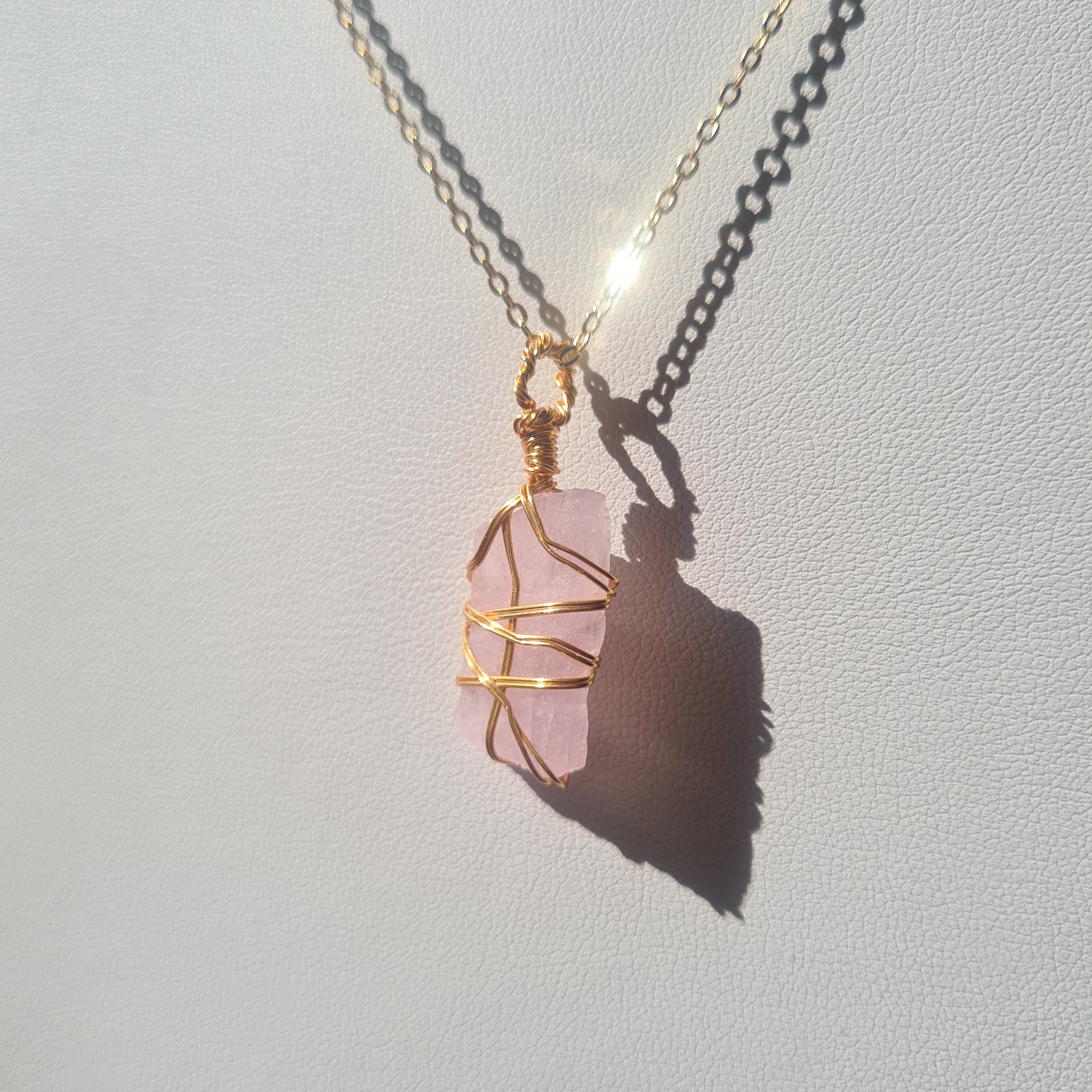 Kunzite Necklace ~ Gold Tone