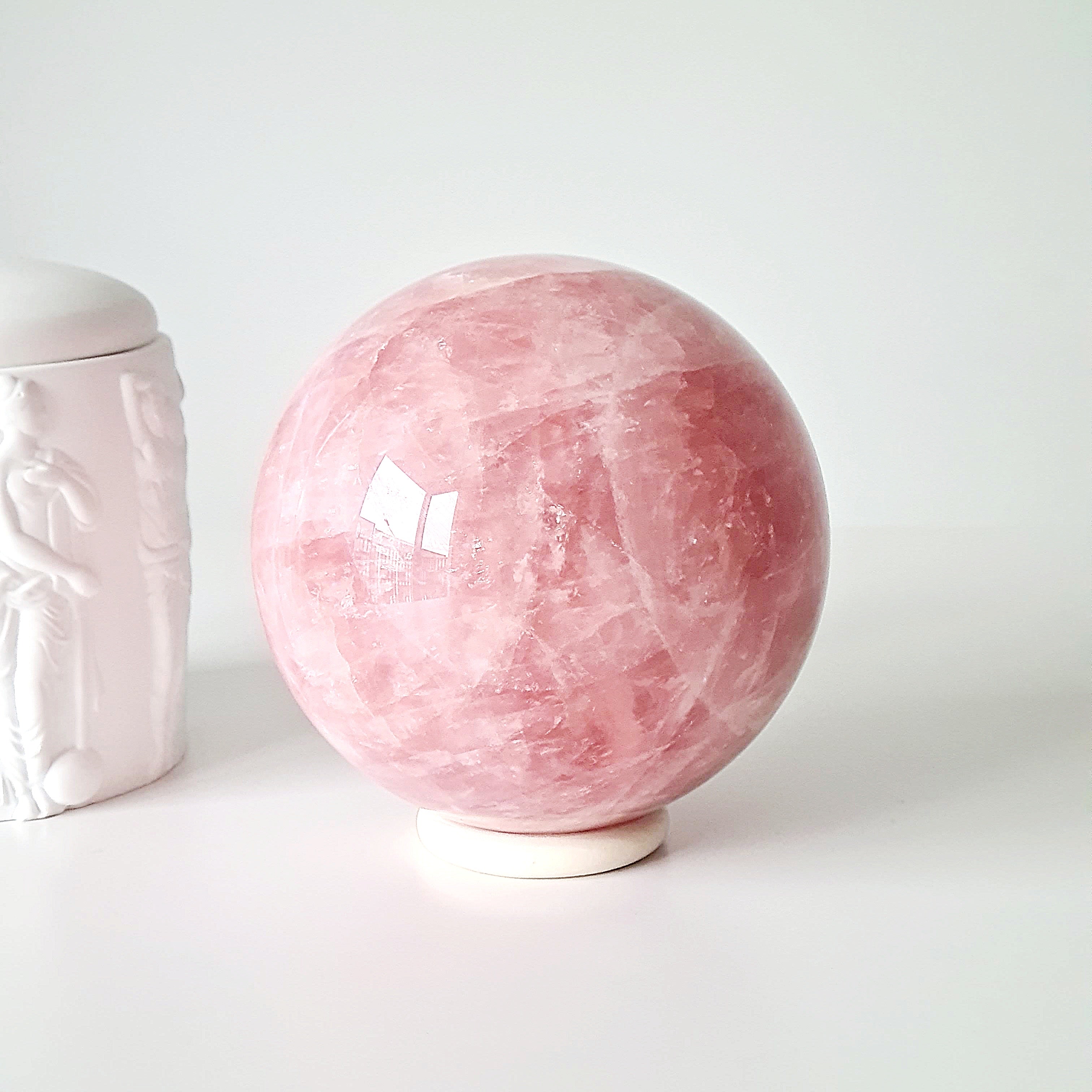 Large Rose Quartz Crystal Sphere | 1.9 kg | Appx 10 cm