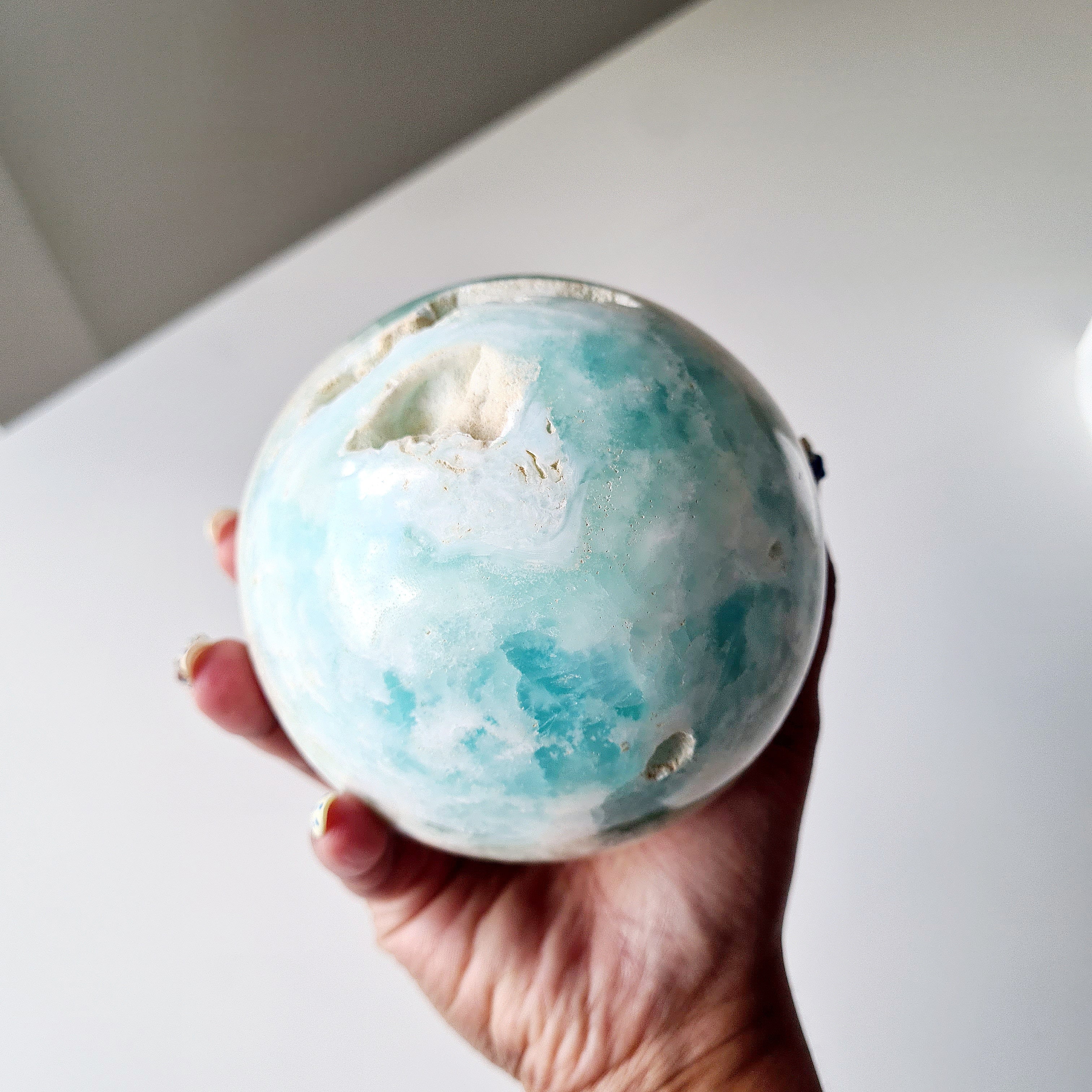 Carribean Calcite Sphere With Metal Stand | 9.6 cm | 1.4 kg