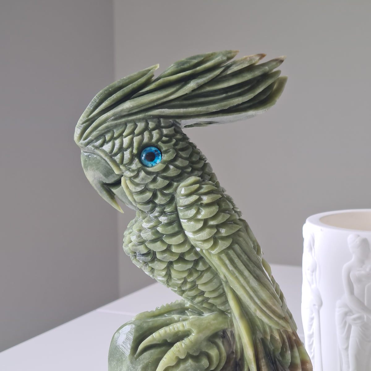 Jade Crystal Bird | Piece D | Handcarved | 21 cm tall
