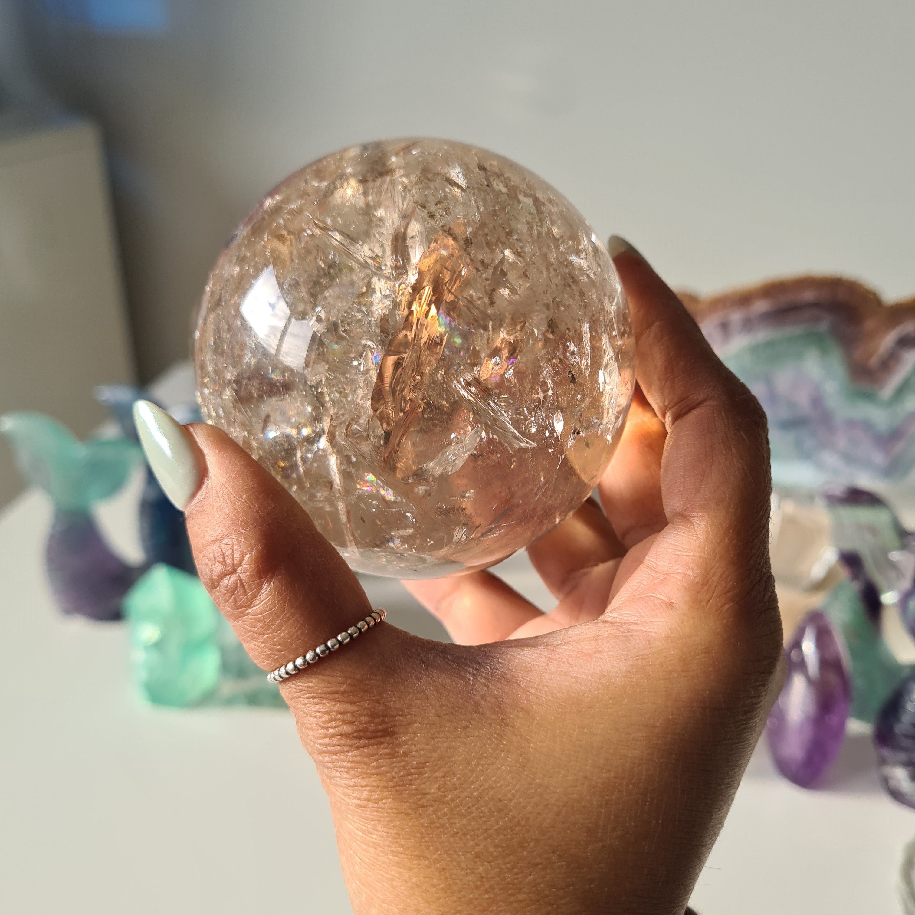 Smokey Citrine Sphere with stand | 600 | 1B