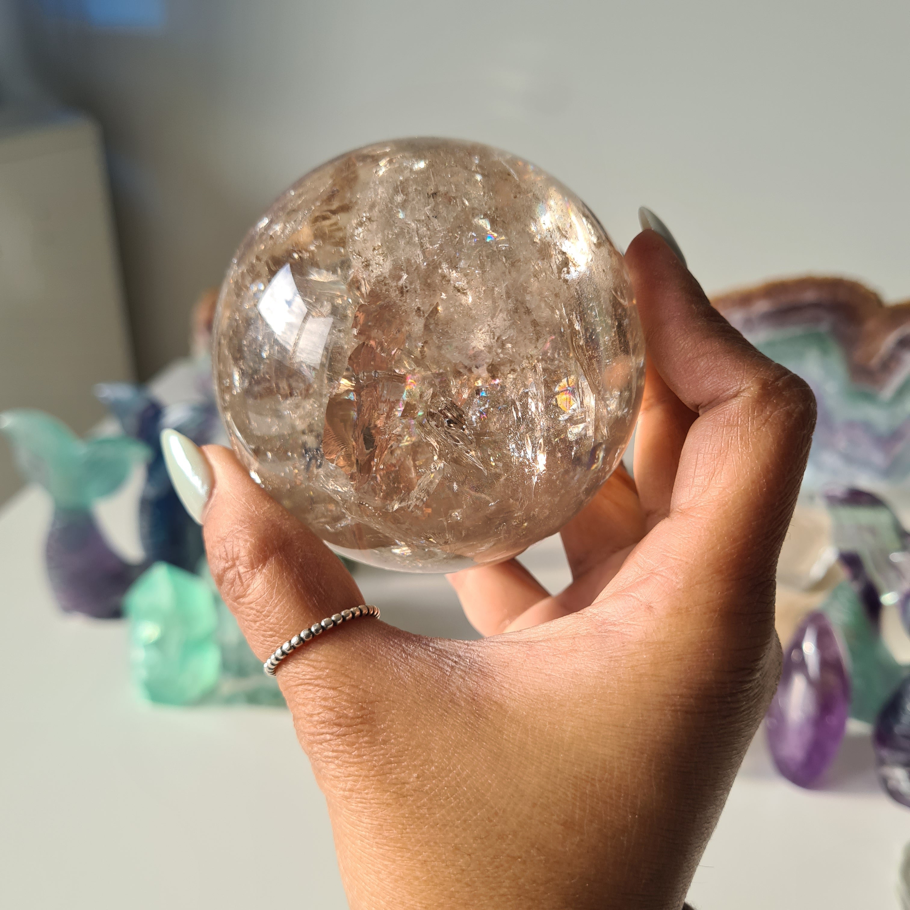 Smokey Citrine Sphere with stand | 600 | 1B