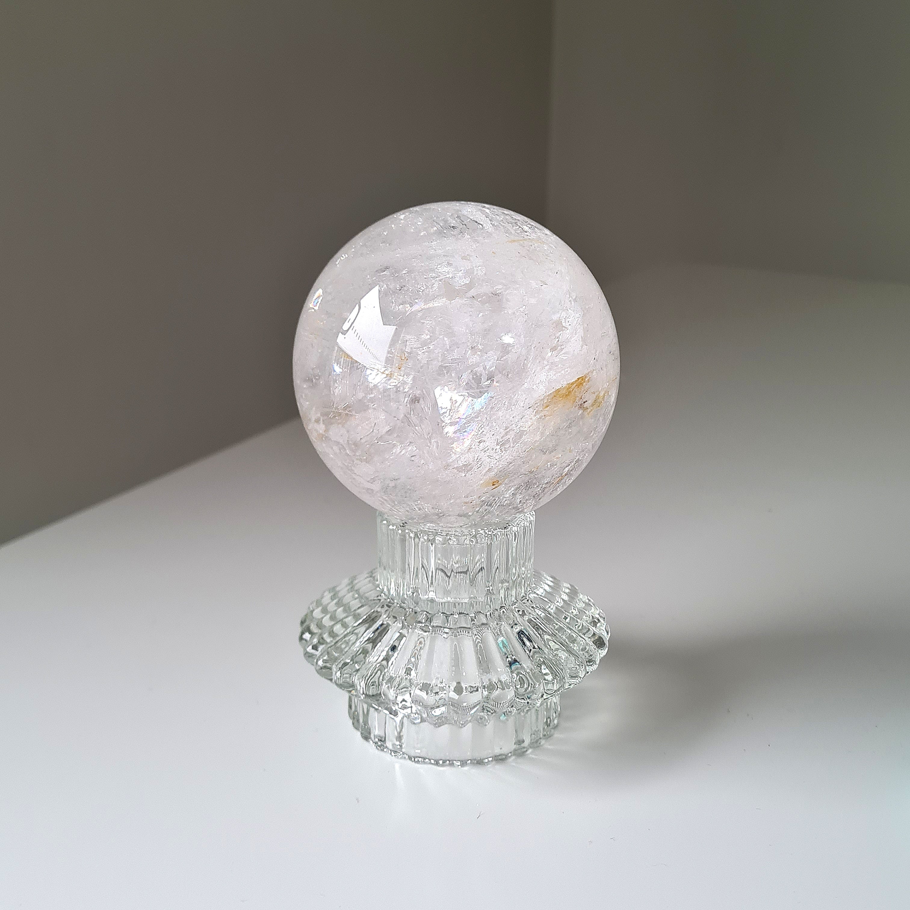 Clear Quartz Sphere With Stand | 7.4 Cm Sphere