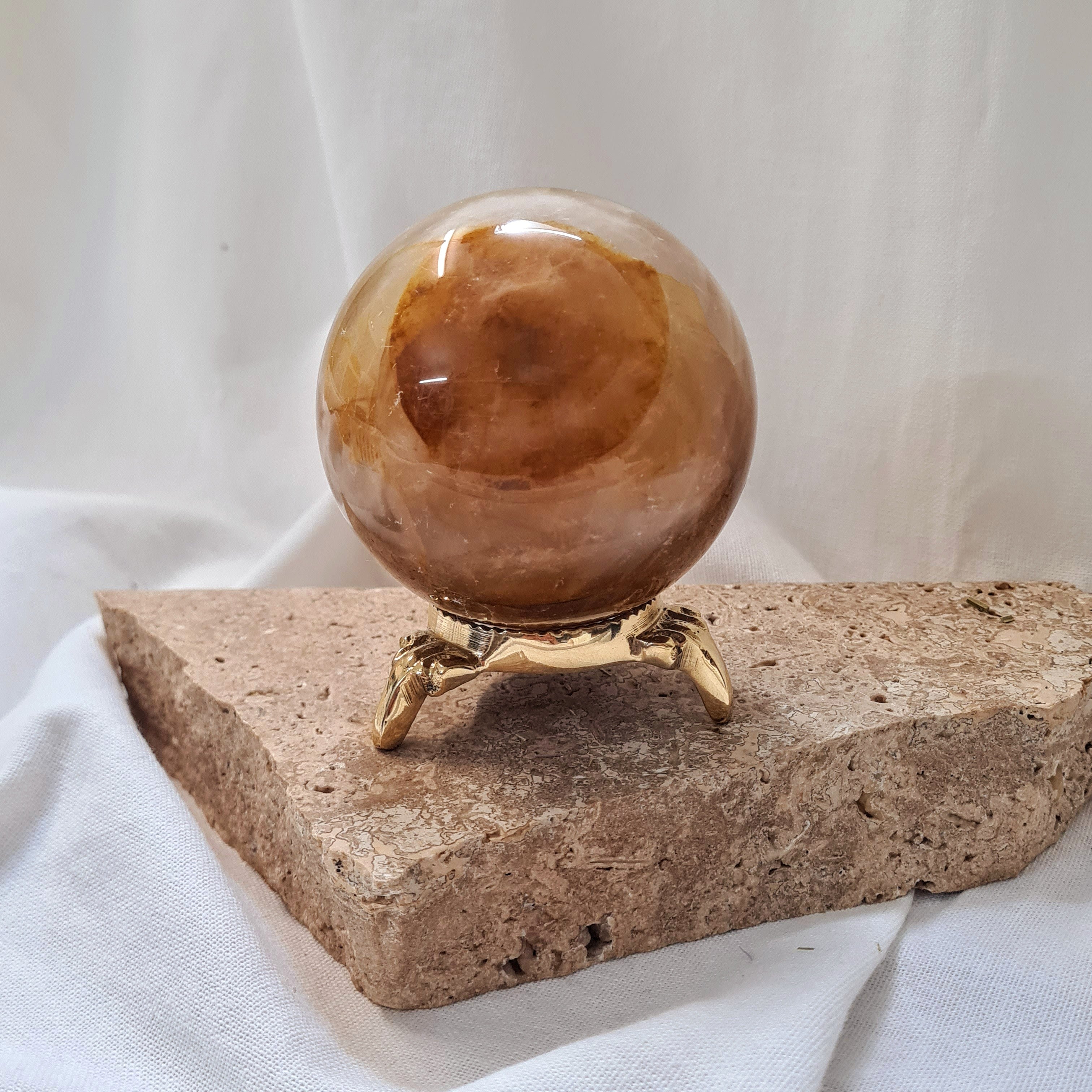 Golden Healer Sphere With Brass Stand | 596 g