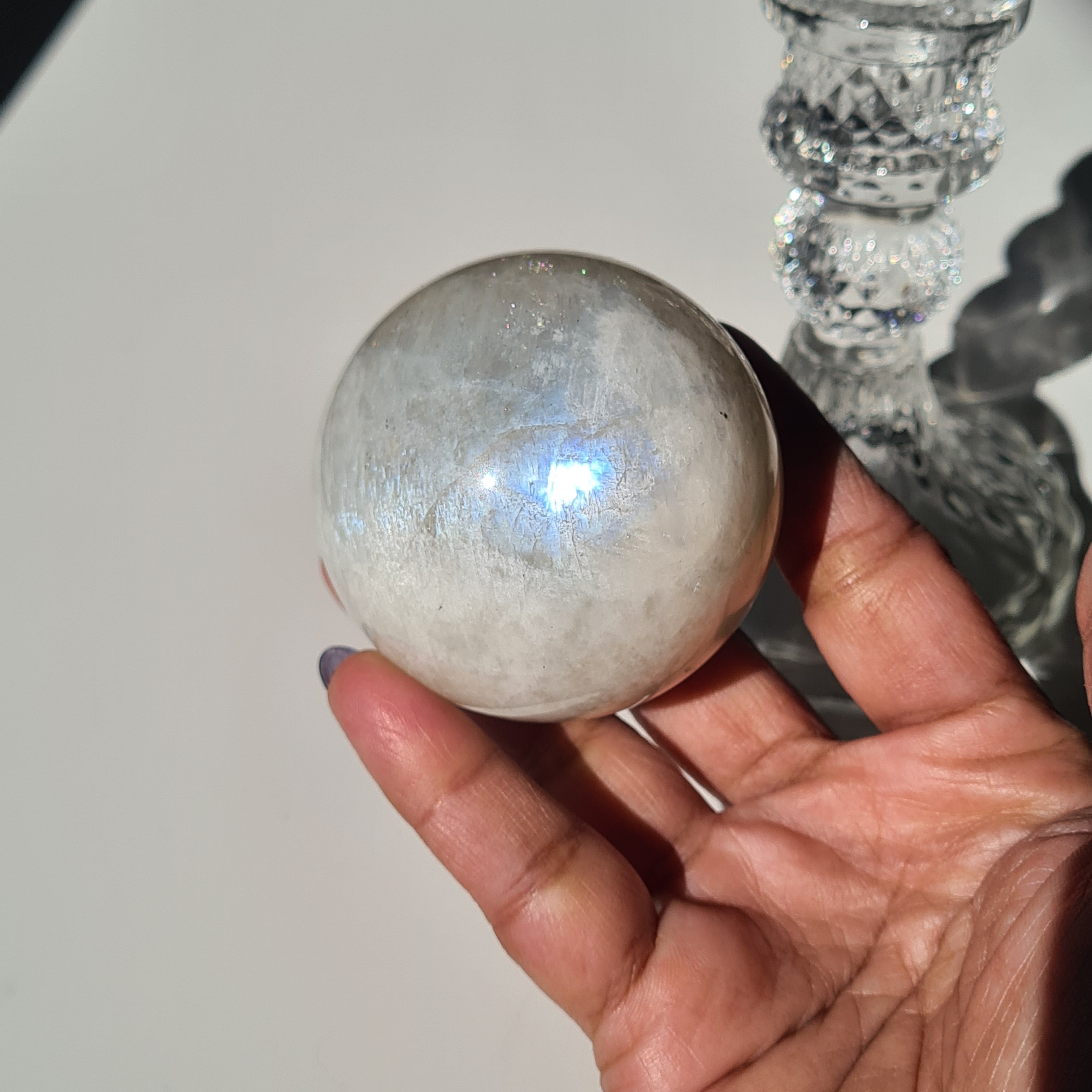 Moonstone 🌙 Sphere with stand | D | 200 g | 5.2 cm