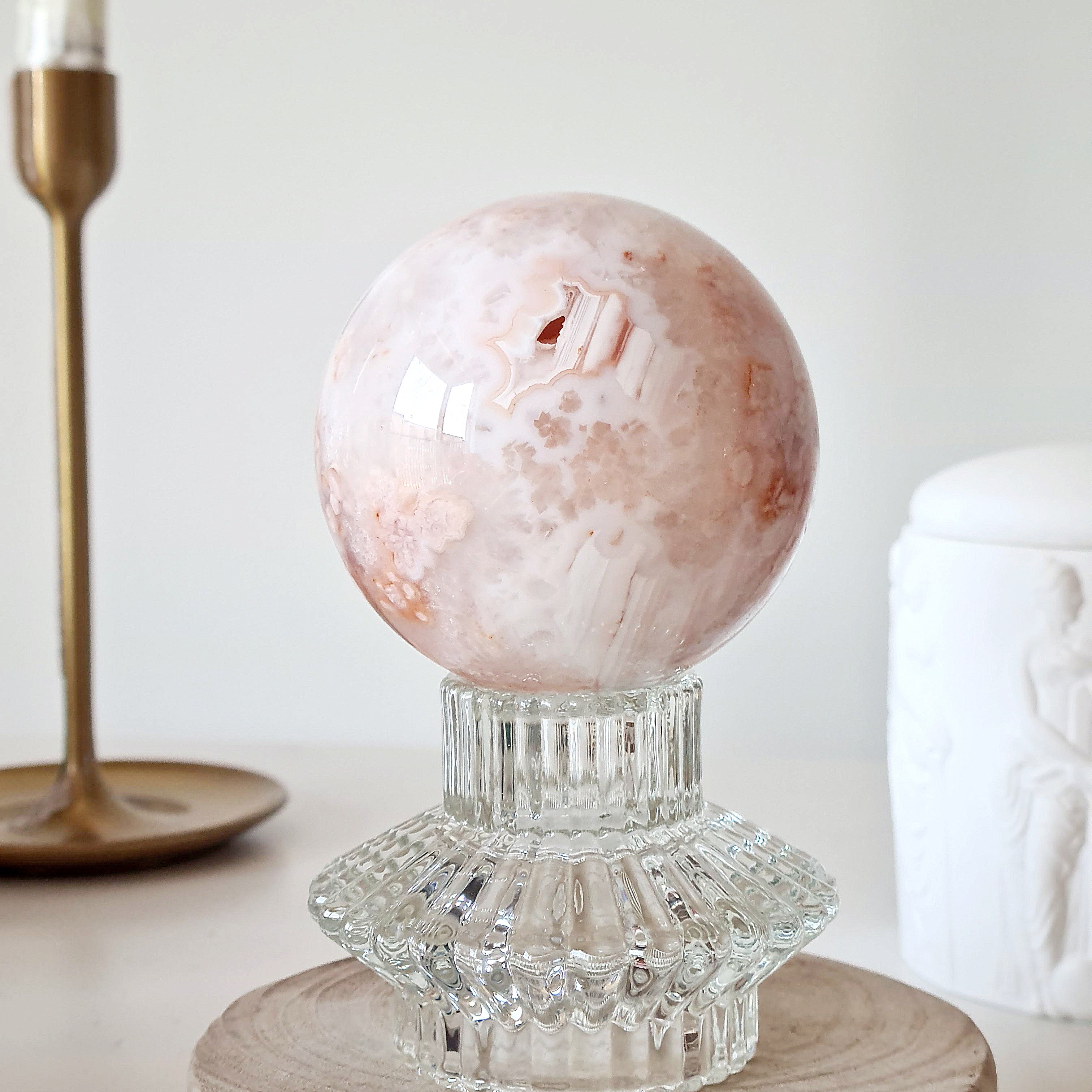 Carnelian Flower Agate Sphere | A | Appx 6.8 cm | 500 g