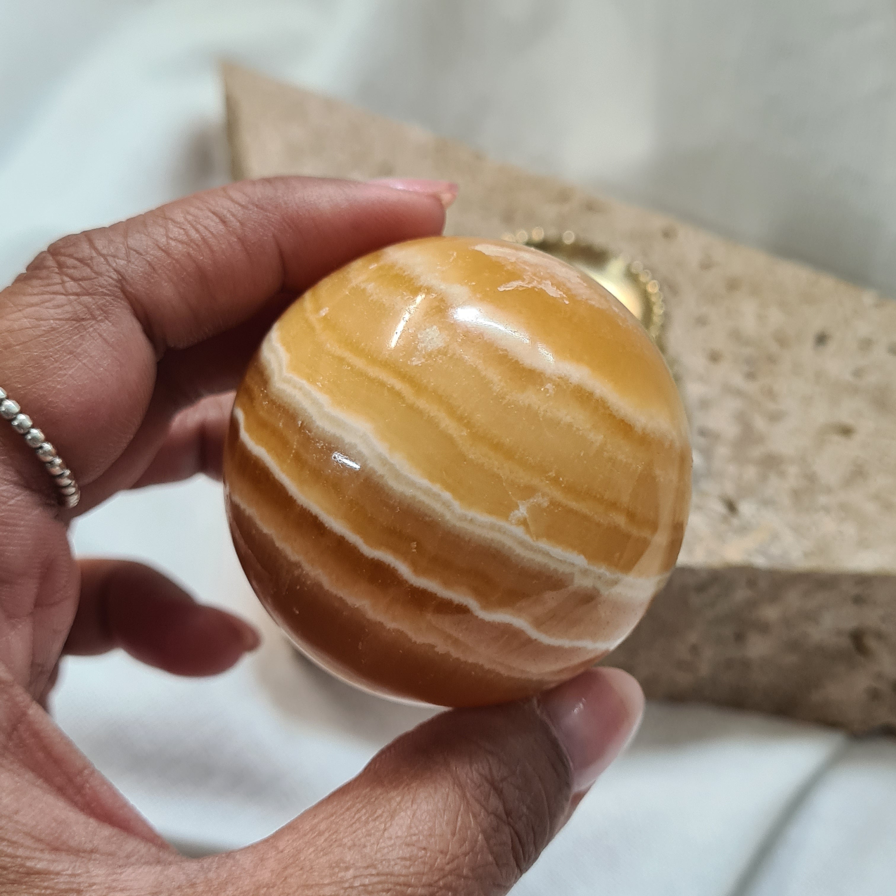 Orange Calcite 🍊 with brass stand | 162 g