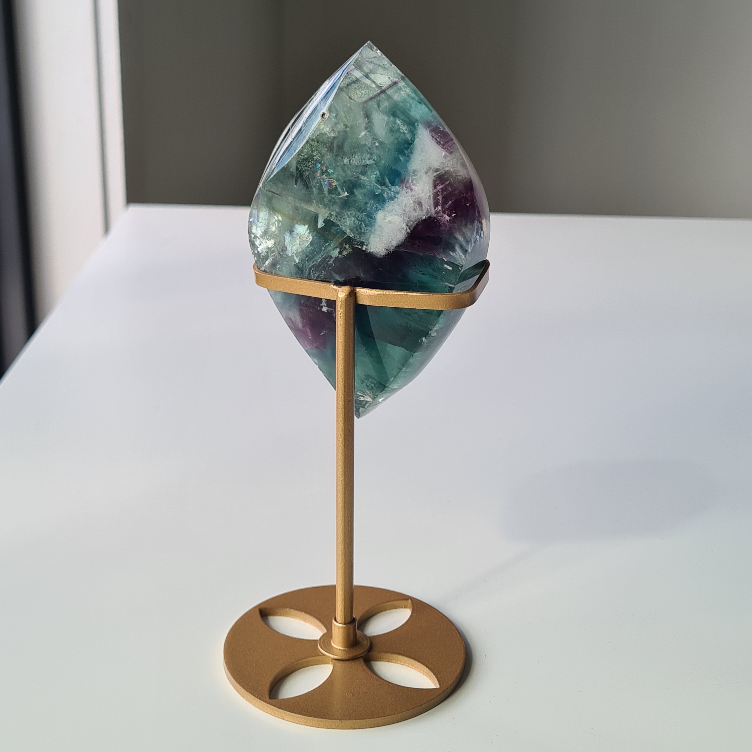 Dreamy Fluorite on Stand | Natural imperfections visible | More green in naked eyes | 19 Cm tall with stand