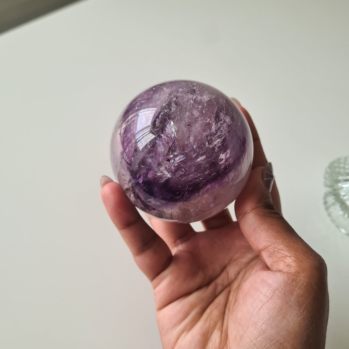 Amethyst Phantom Sphere with stand