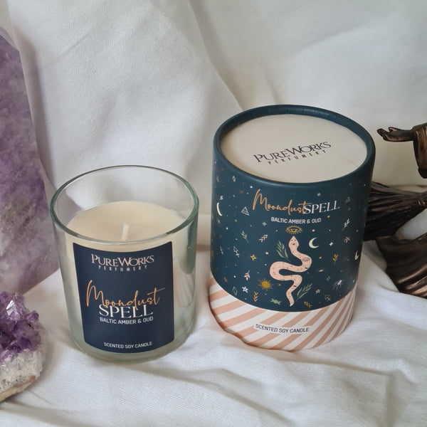 MoonDust Ritual Spell Candle | Amber & Oud | Small
