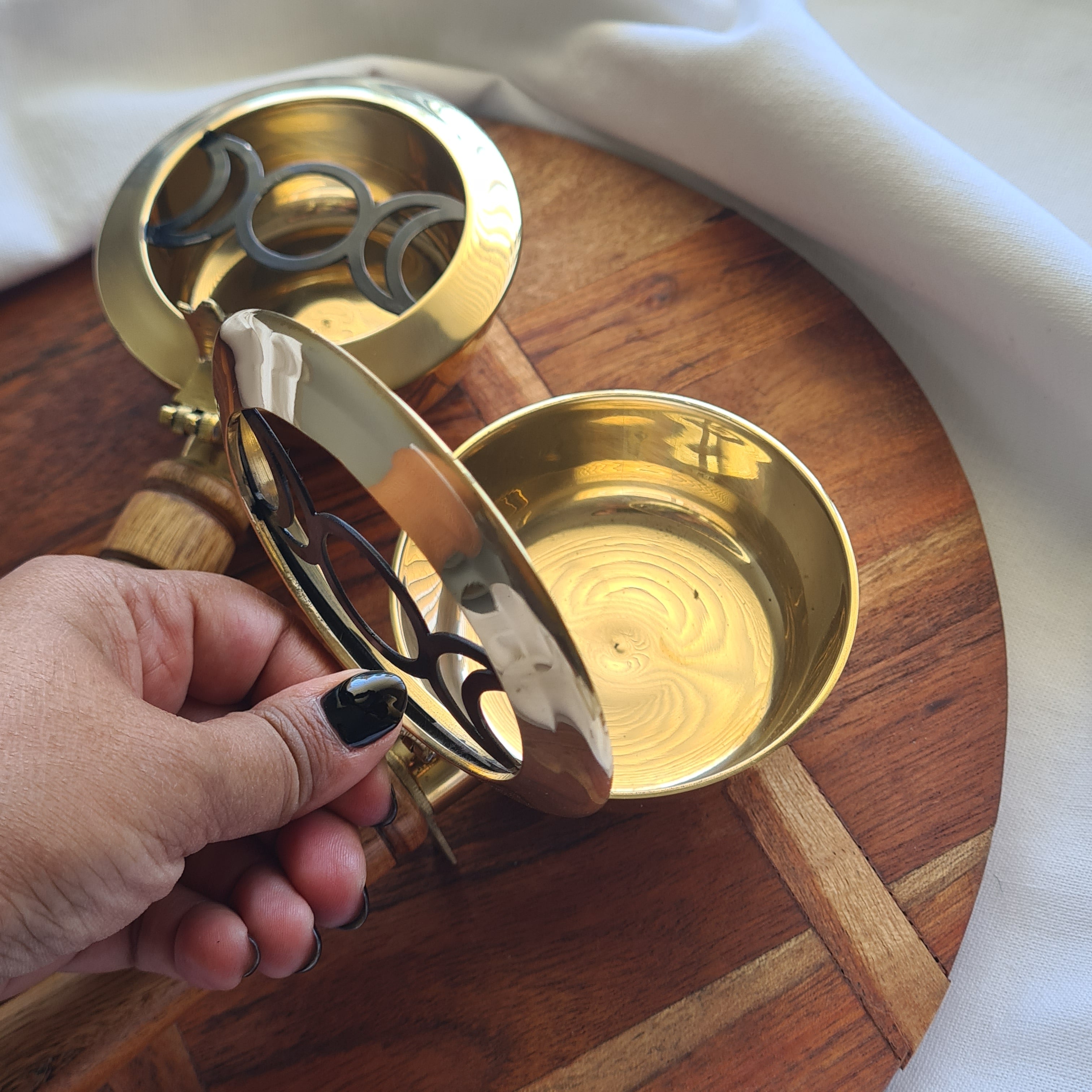 Triple Moon Cleansing Kit – Brass Burner + 3 Different Bombas Incense Sets