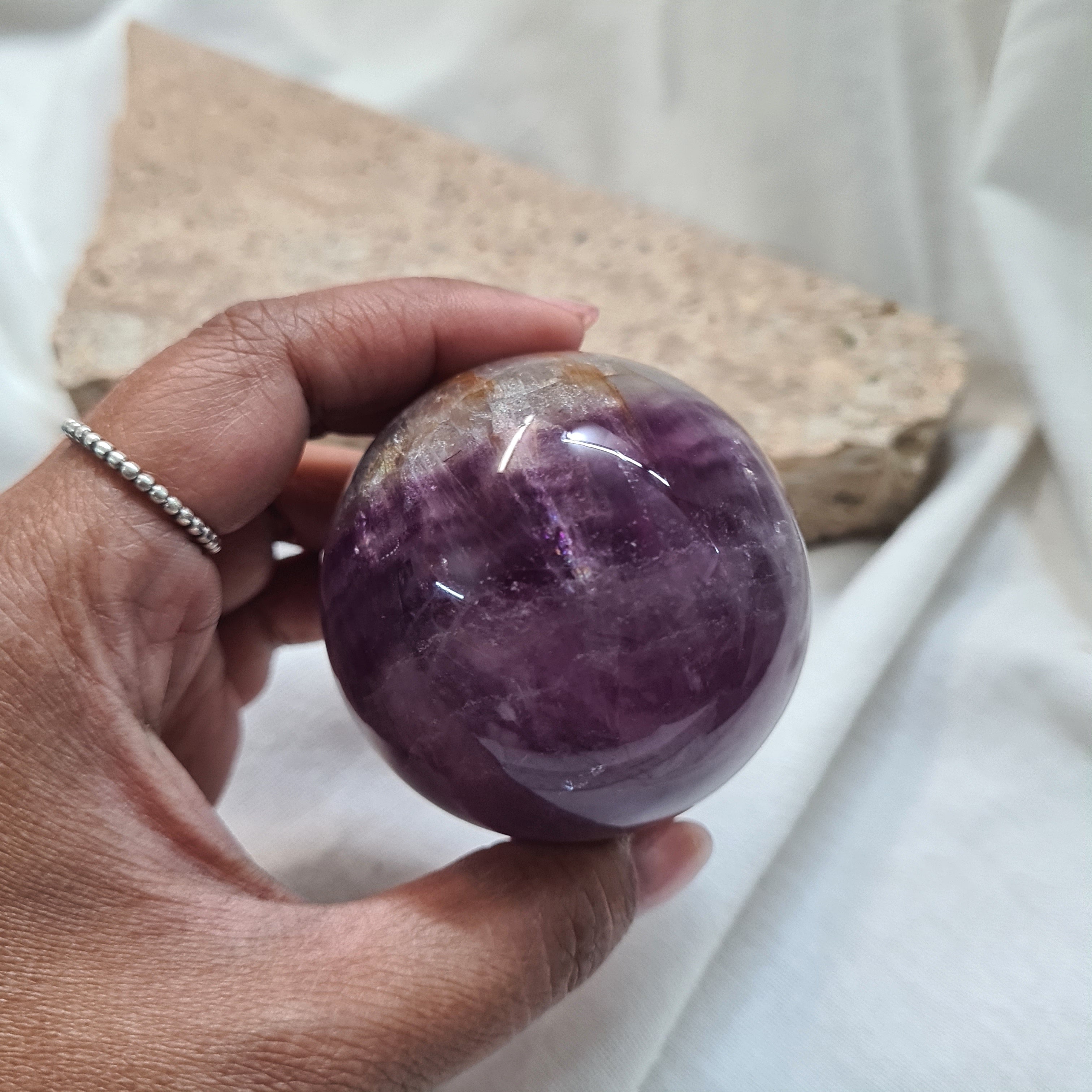 Purple Fluorite Sphere with brass stand | 283 g