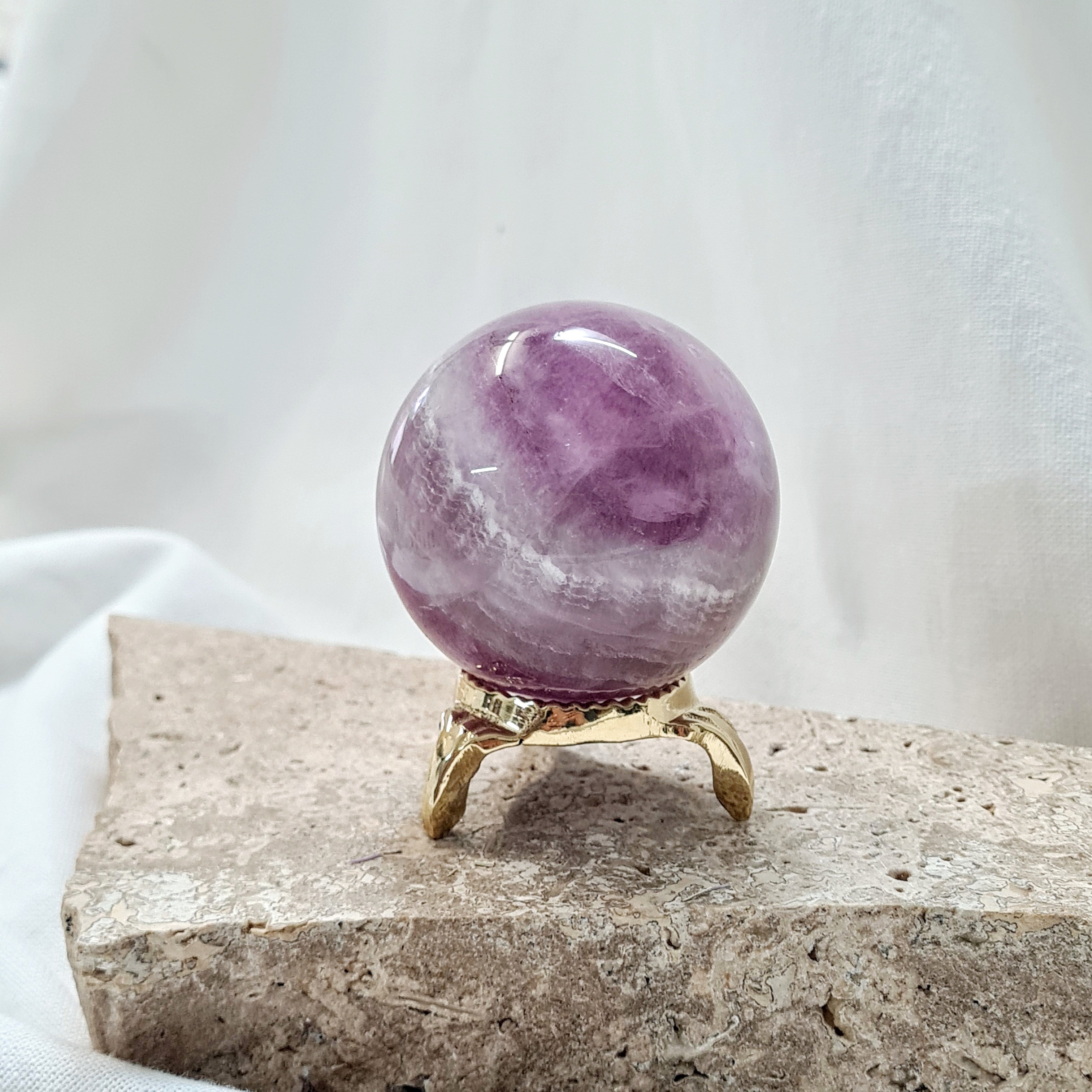 Lilac Fluorite Sphere with brass stand | 263 g