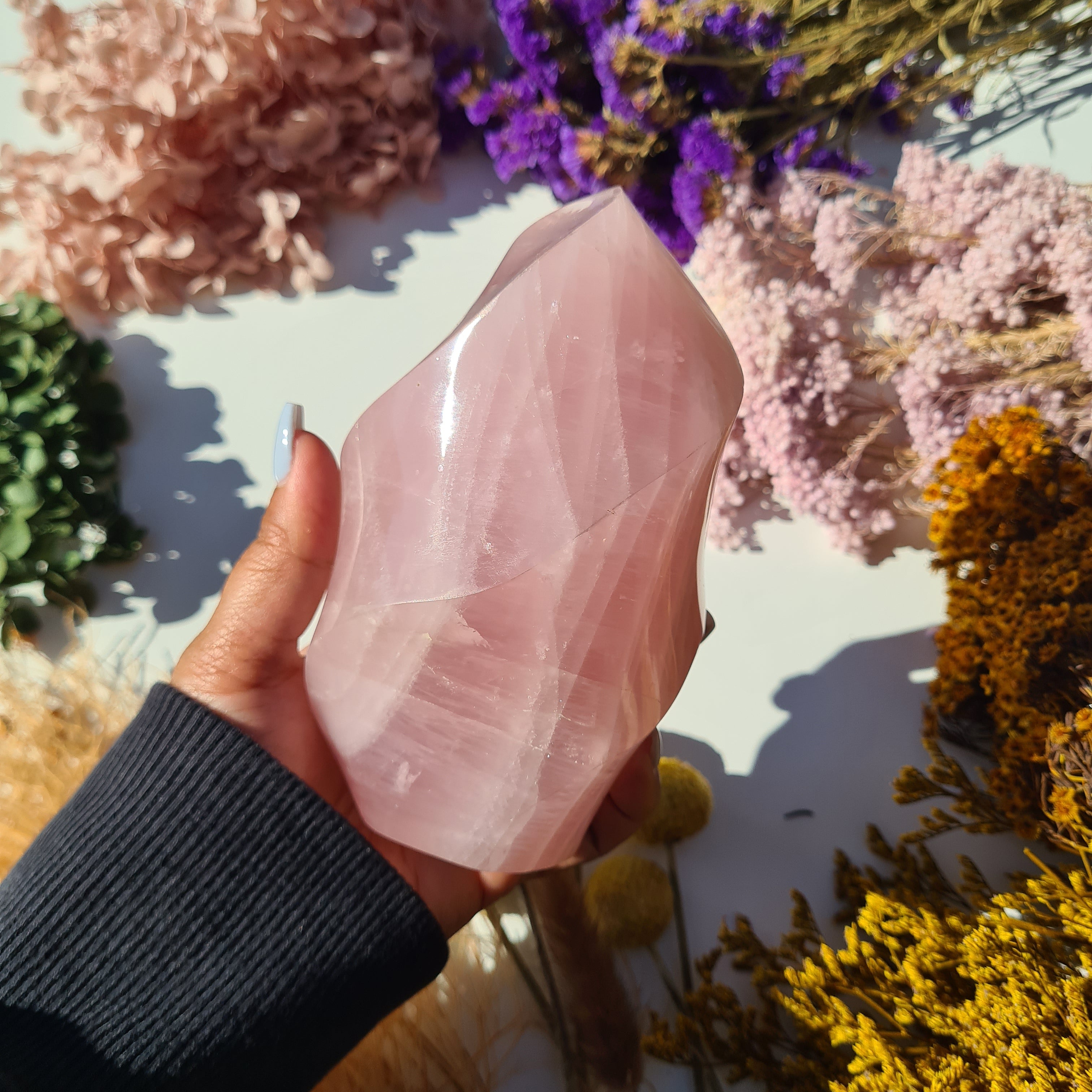 Rose Quartz Crystal Flame