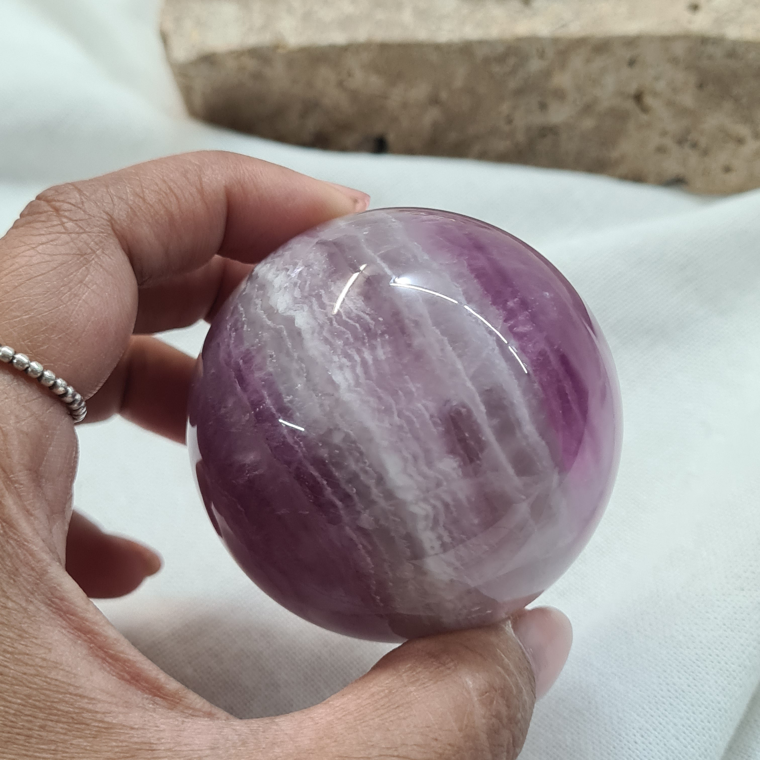 Lilac Fluorite Sphere with brass stand | 263 g