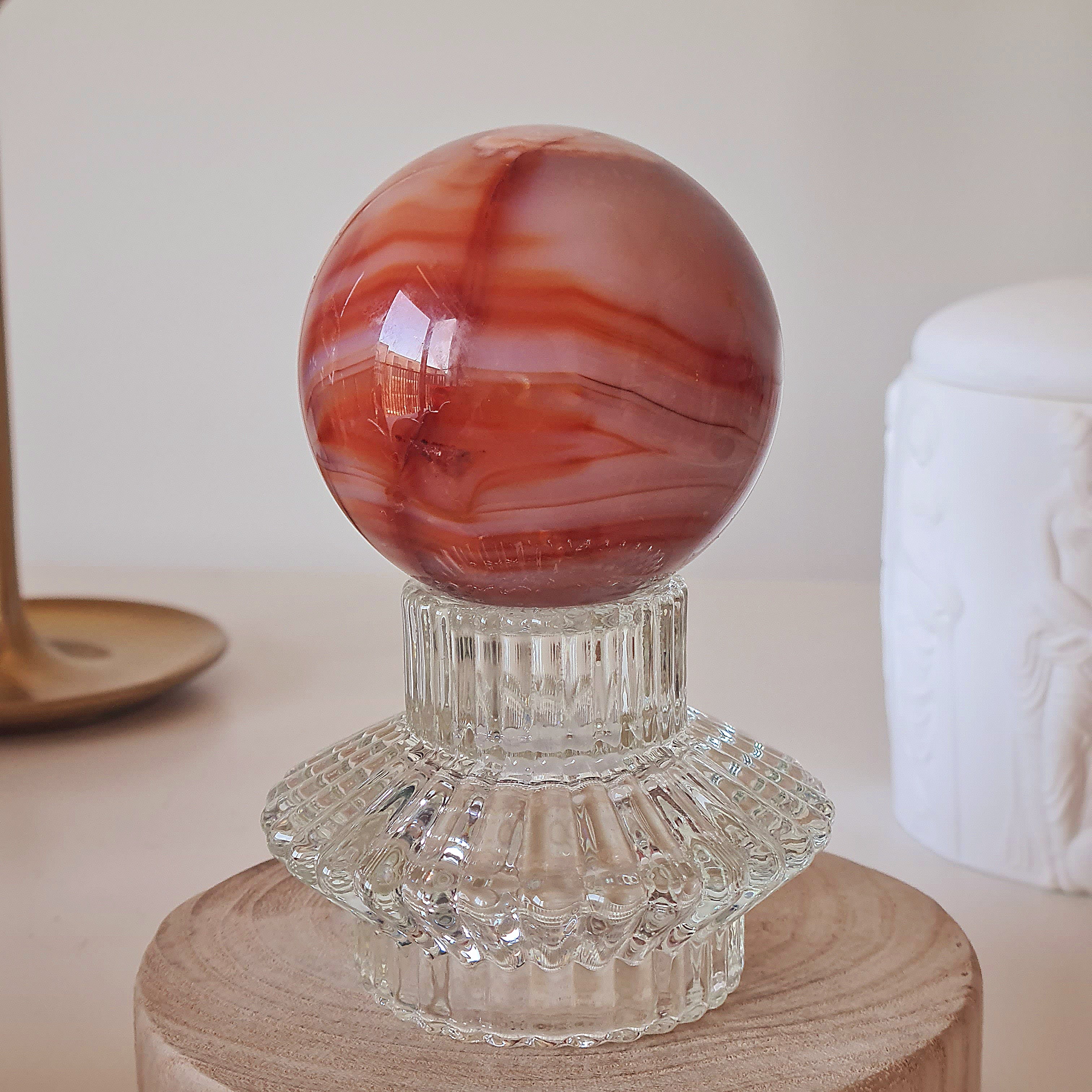 Carnelian Flower Agate Sphere | B | Appx 5.9 cm