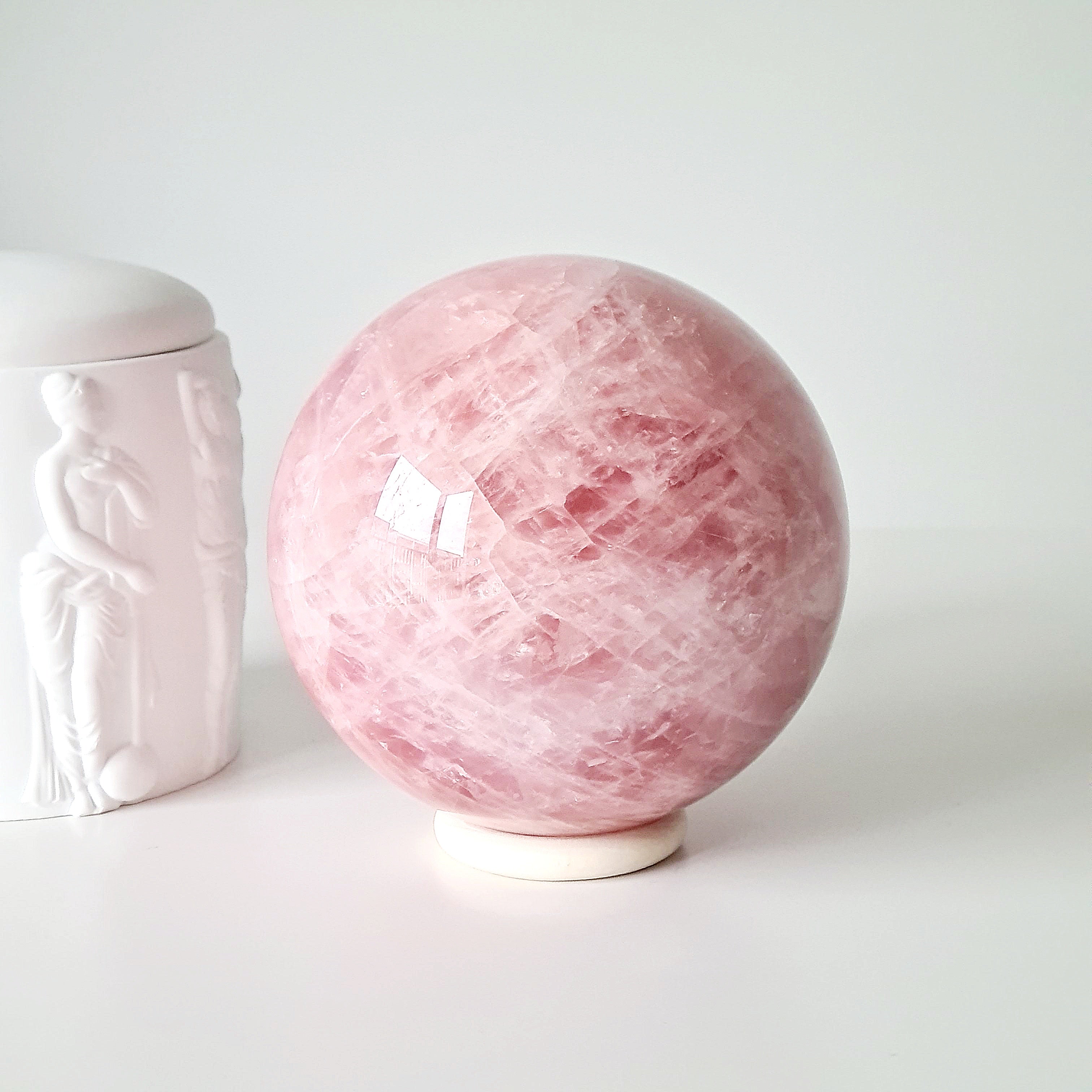Large Rose Quartz Crystal Sphere | 1.9 kg | Appx 10 cm