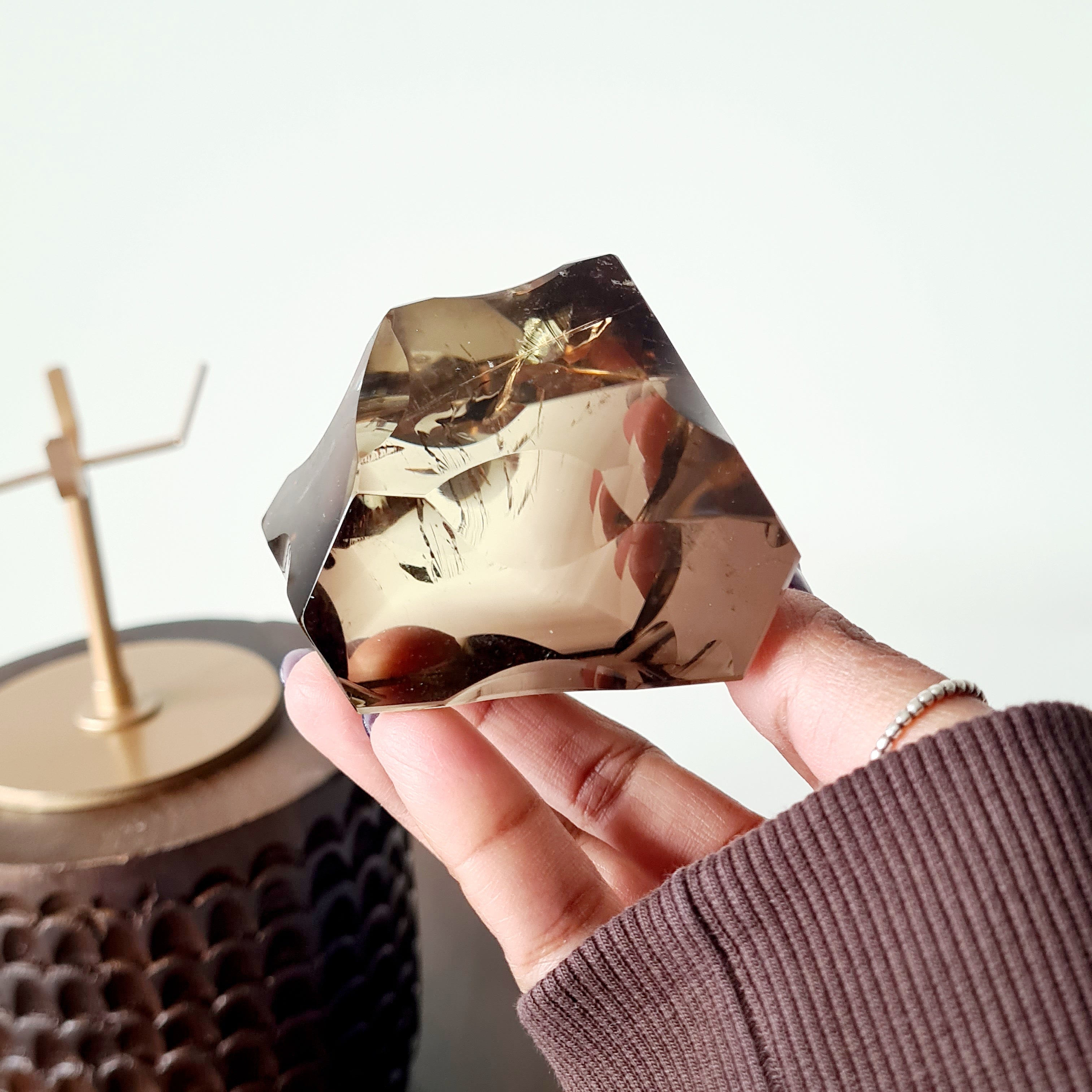 Smokey Quartz Free form on stand | 10.5 cm tall with stand | D