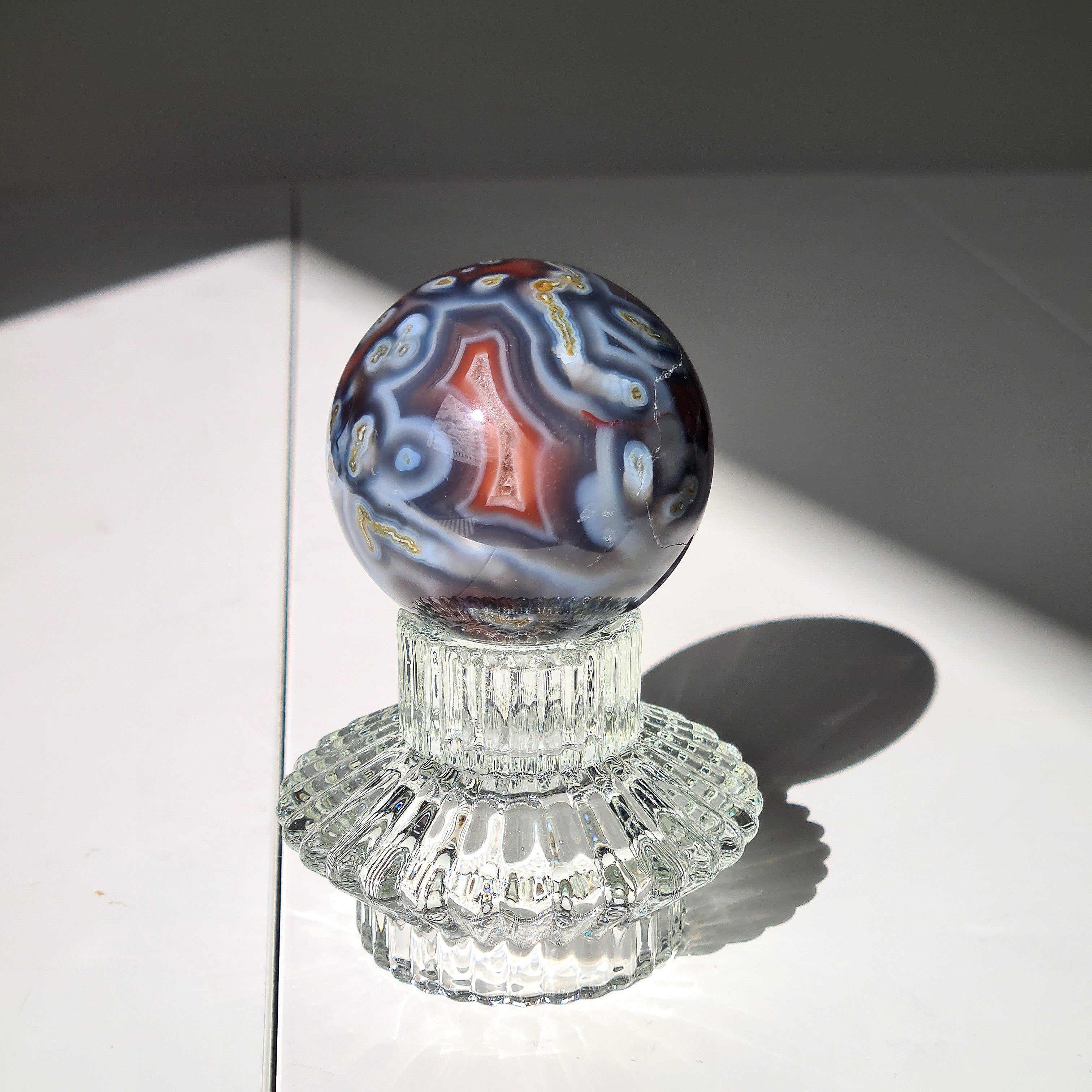 Swazi Agate Sphere with glass stand | D | 290 g | Appx 5.4cm