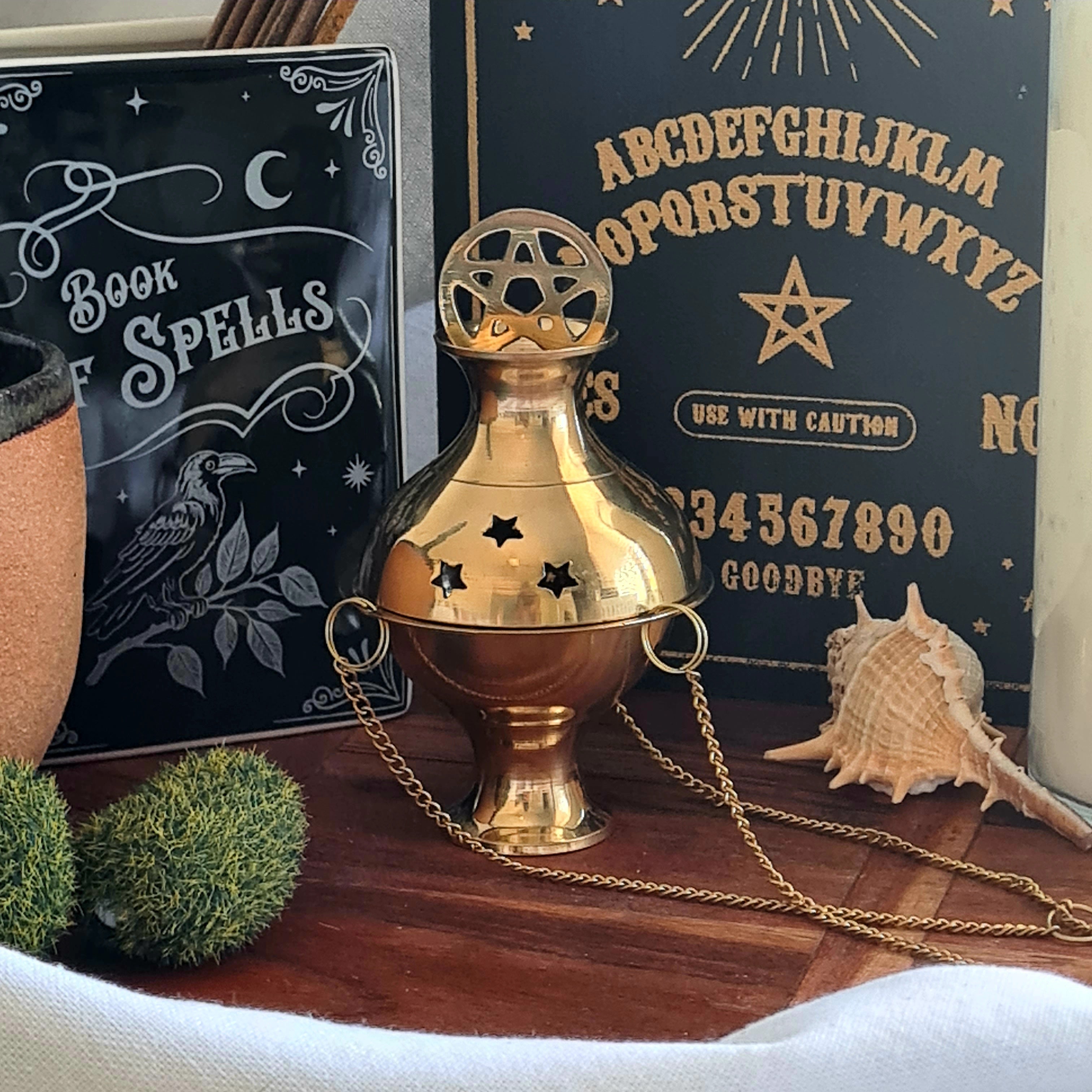 Brass Pentacle Incense Burner | Small