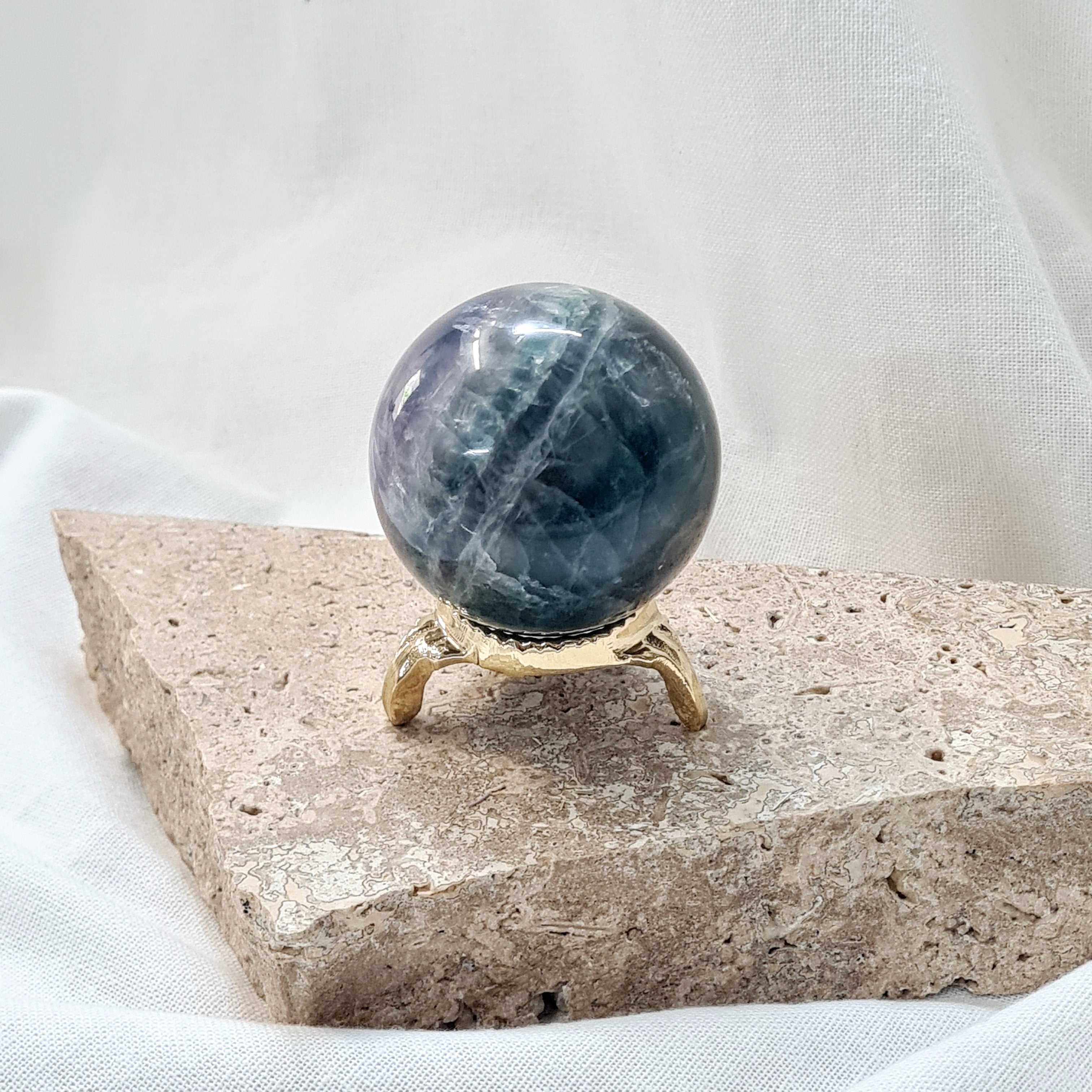 Rainbow Fluorite Sphere with brass stand | 232 g