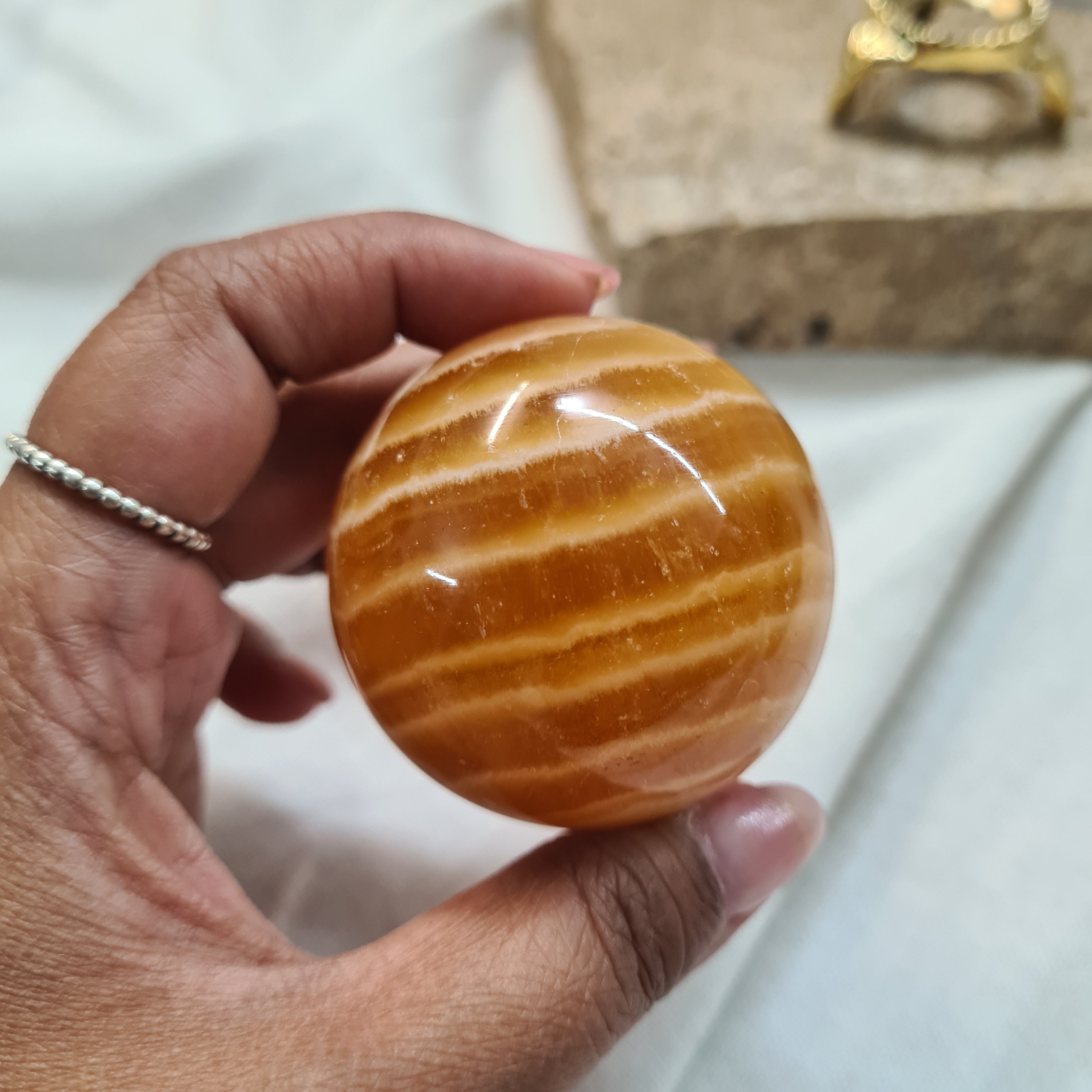 Orange Calcite 🍊 with brass stand | 165 g