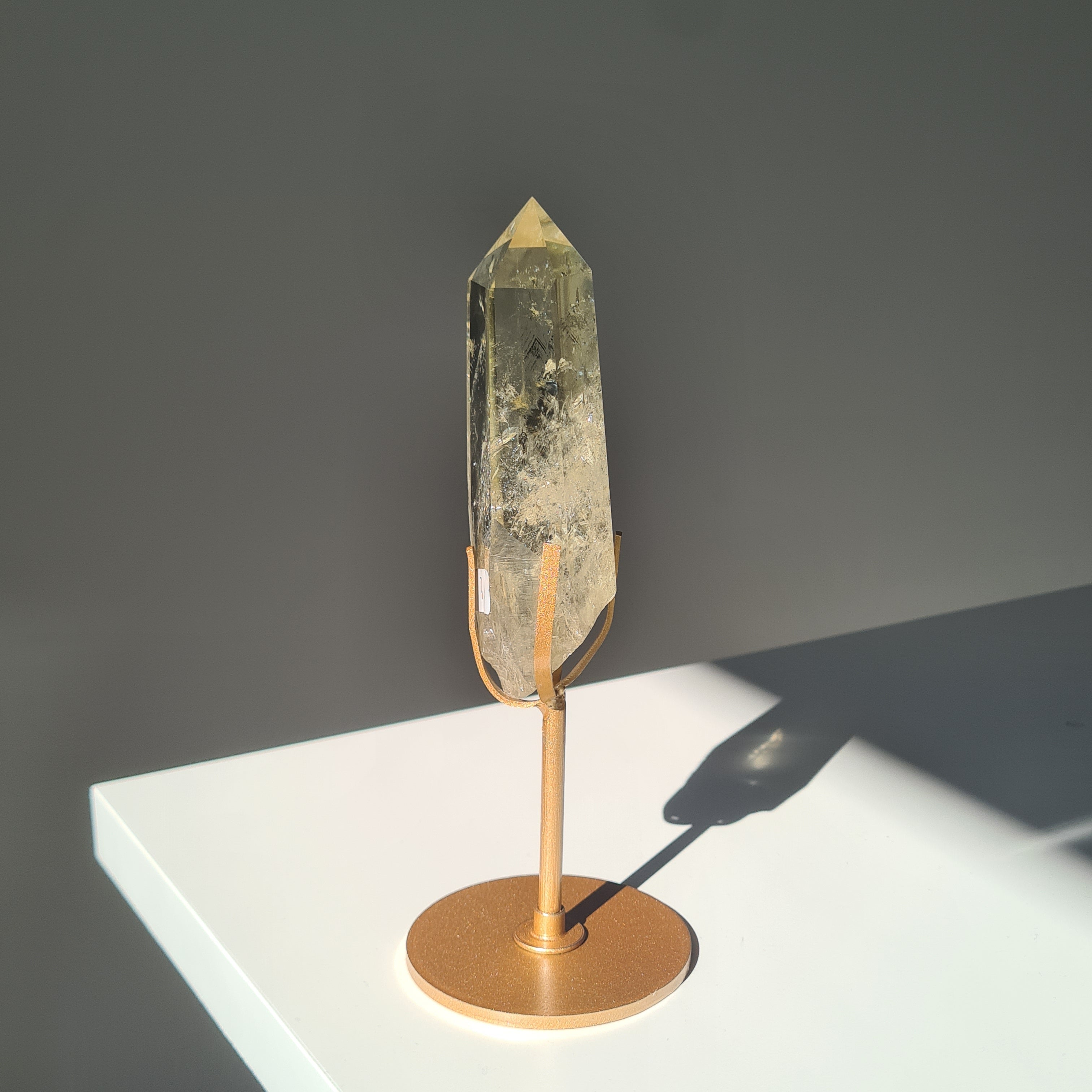 Citrine Crystal Wand With stand | Light Shade | B | Appx 17.8 cm tall including stand