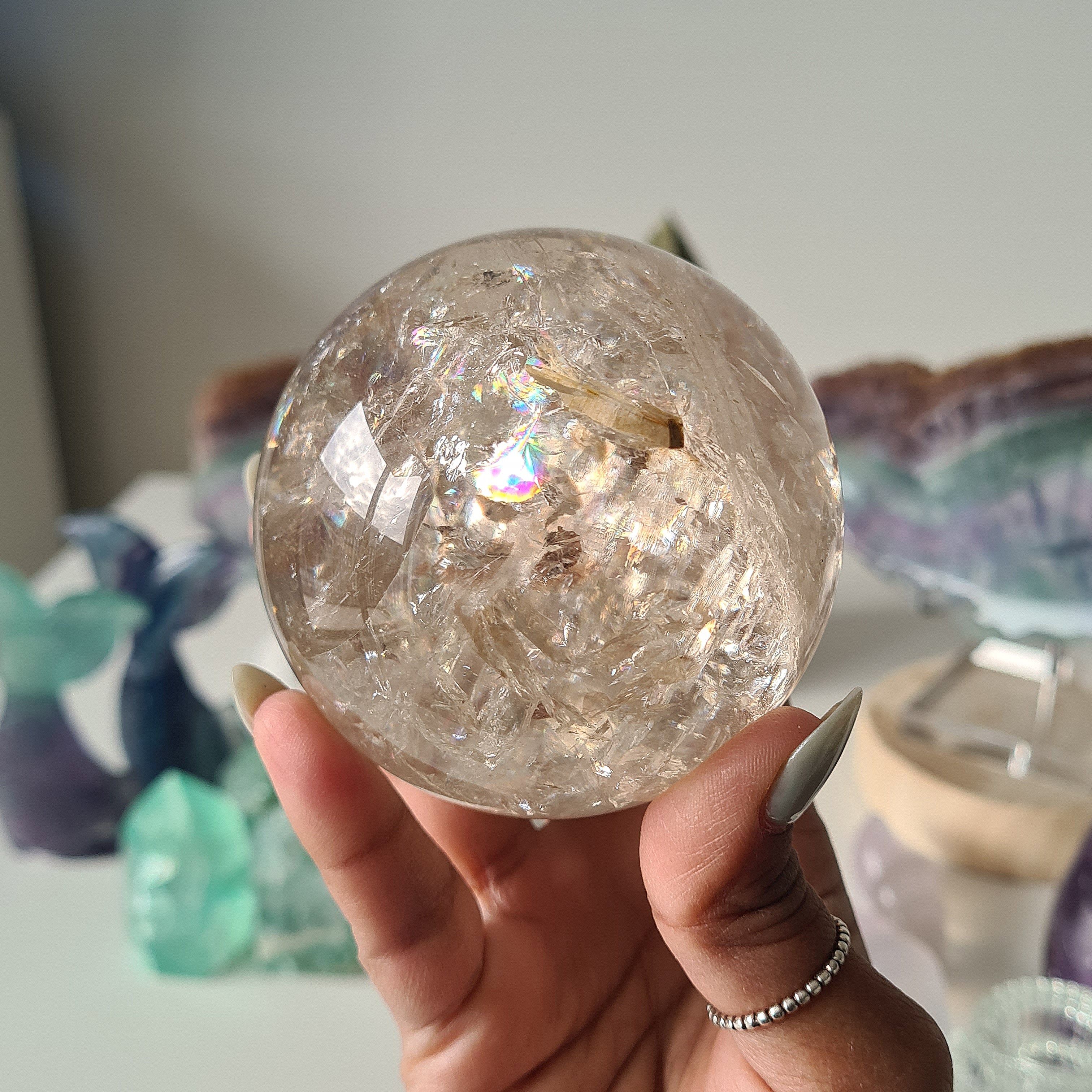 Smokey Citrine Sphere with stand | 490g | 1A